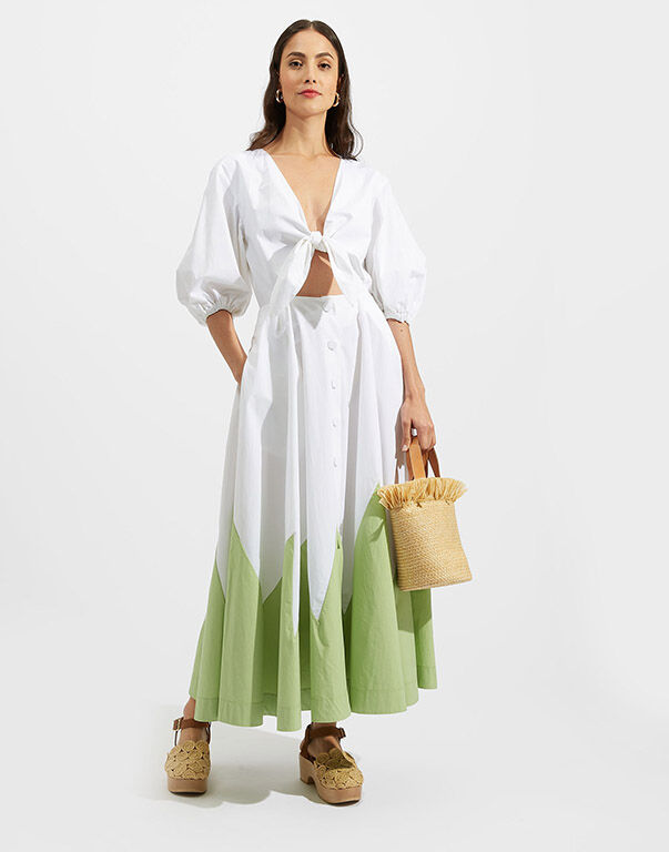 La DoubleJ Peek-A-Boo Dress Intarsio Color Block W/P DRE0318COT043CLB10WH01