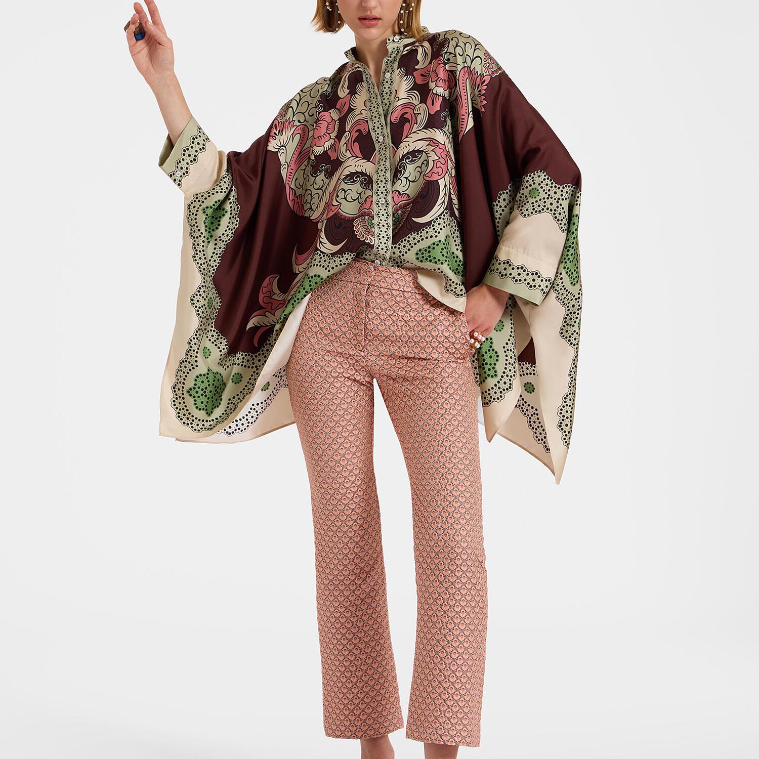 Shop La Doublej Foulard Shirt In Portal Placée Brown