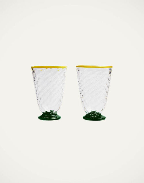 La DoubleJ Quilted Glasses Set Of 2 Green GLA0025MUR001QUI01GR02