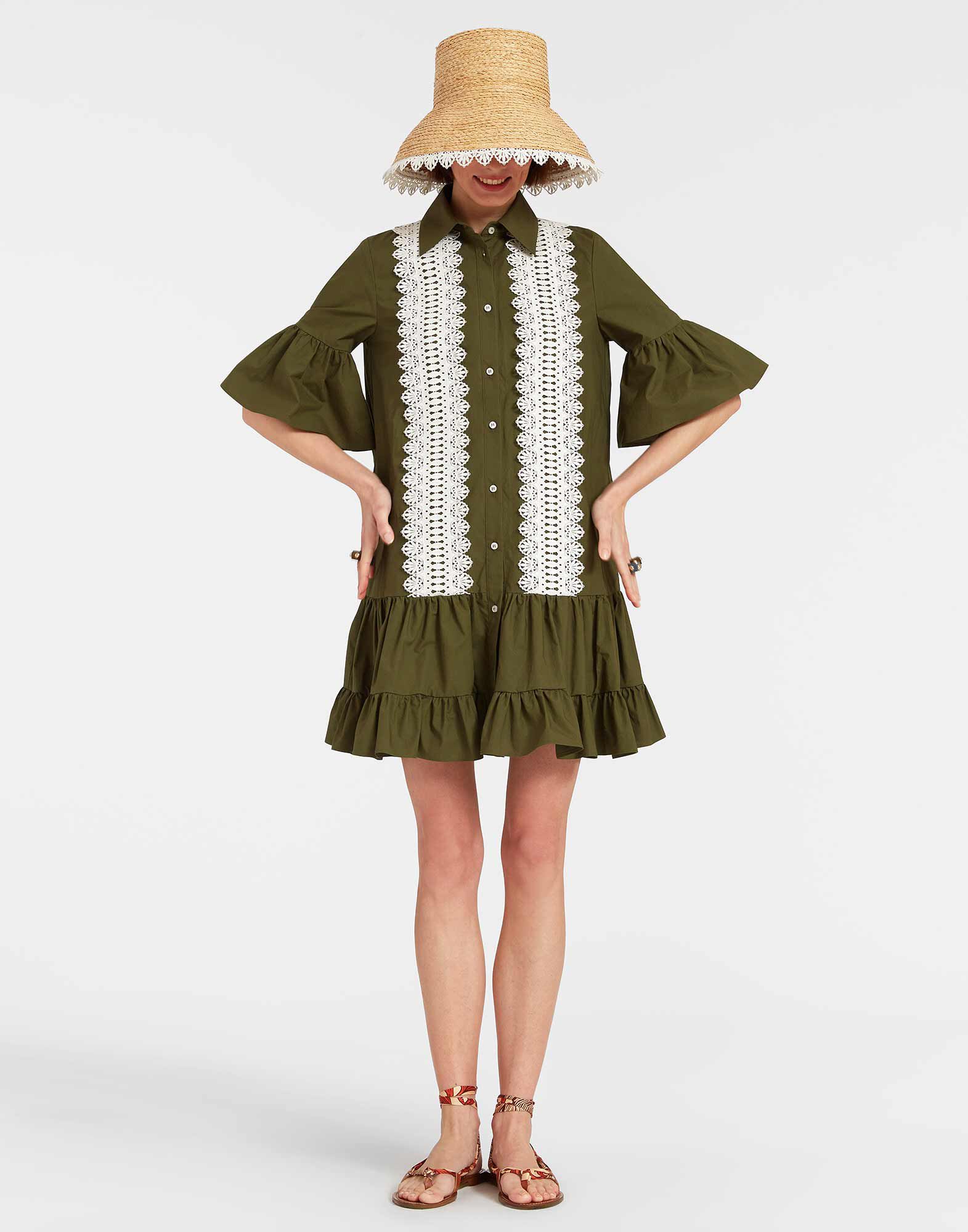 La DoubleJ Choux Dress Solid Camouflage DRE0754COT043SOLIDGR08