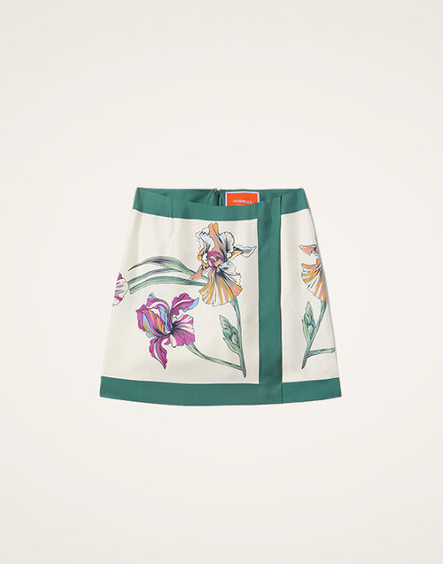 La DoubleJ Mini Foulard Skirt Iris Plac&eacute;e Ivory SKI0092SIL006IRS07WH04