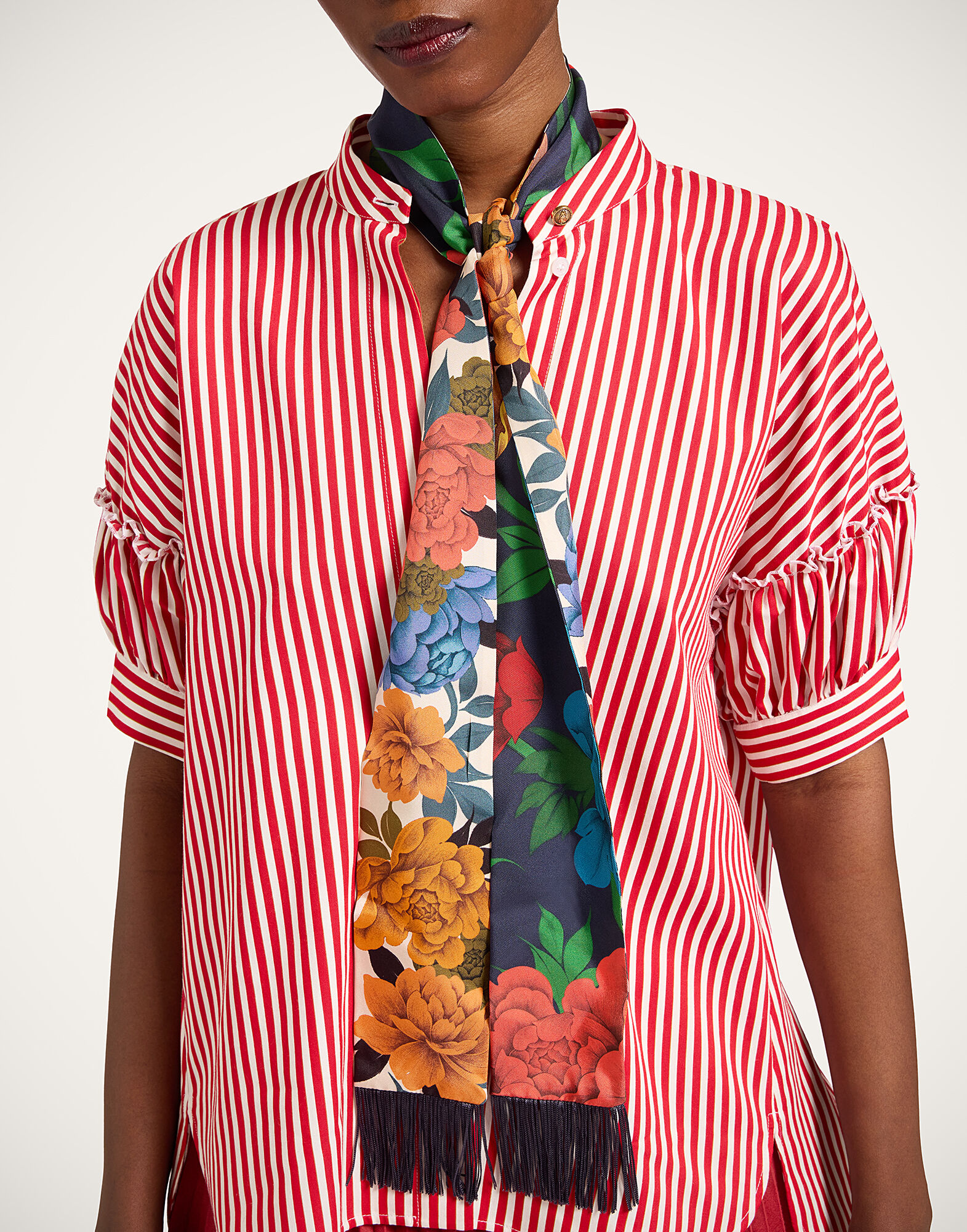 La DoubleJ Skinny Scarf Queen Peony Plac&eacute;e Blue SCA0075SIL006QPE02BU03