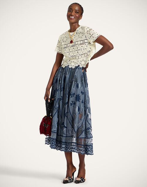 La DoubleJ Dutchess Skirt Starlight Navy SKI0146EMB082STL02BU06