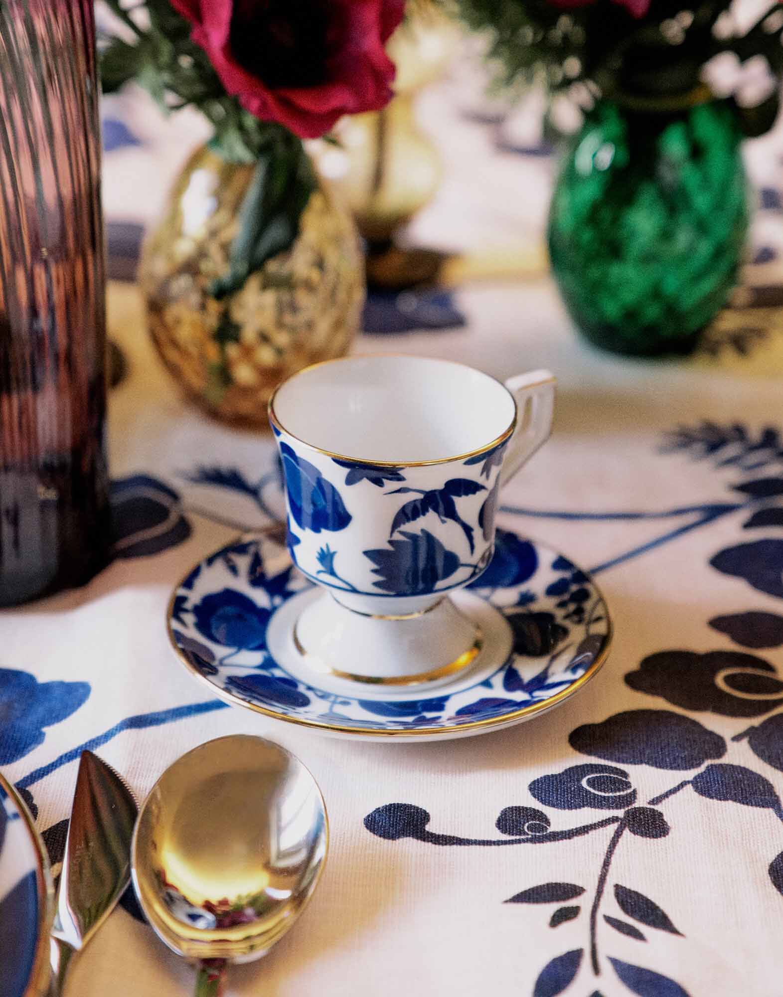 La DoubleJ Espresso Cup Set Of 2 Wildbird Blue CUP0001CER001BIR01BU03