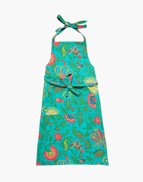 La DoubleJ Apron Dragon Flower Turchese APR0001COT018DRA0005