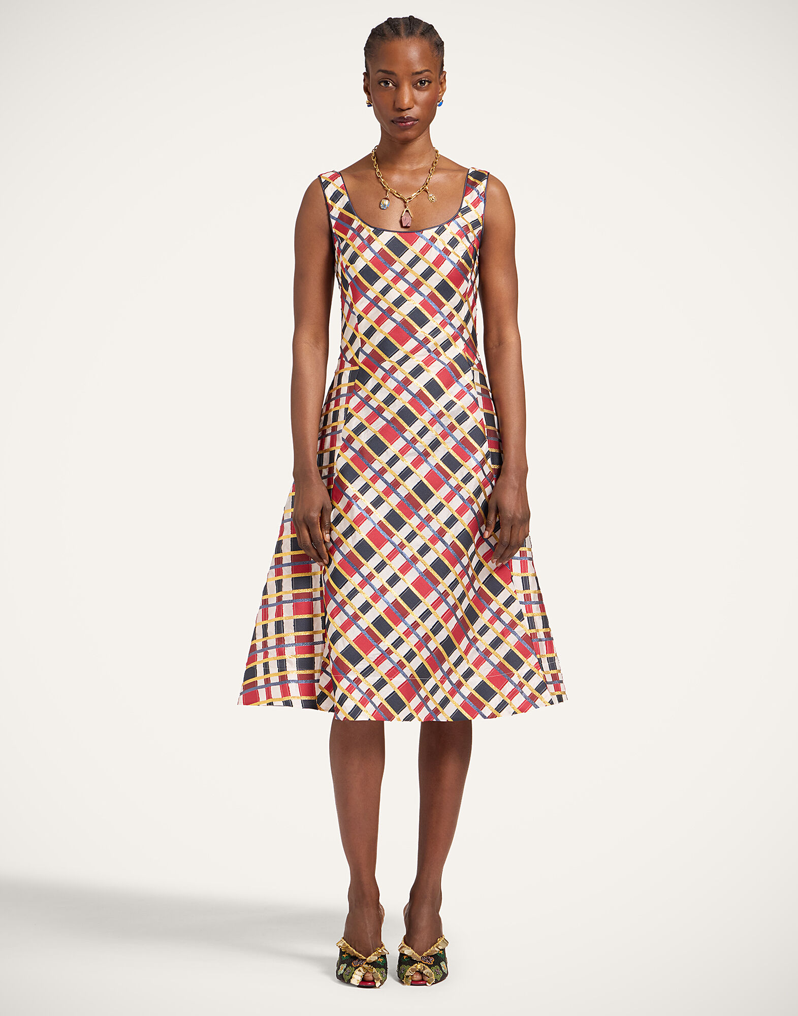 La DoubleJ Sophia Dress Windowpane Red DRE1064JCQ136WIP01RE01