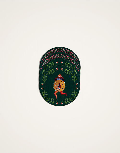 La DoubleJ Disk Coasters Set Of 4 Flora And Fauna Mix Dark Green CST0009CRK001HLE07GR03