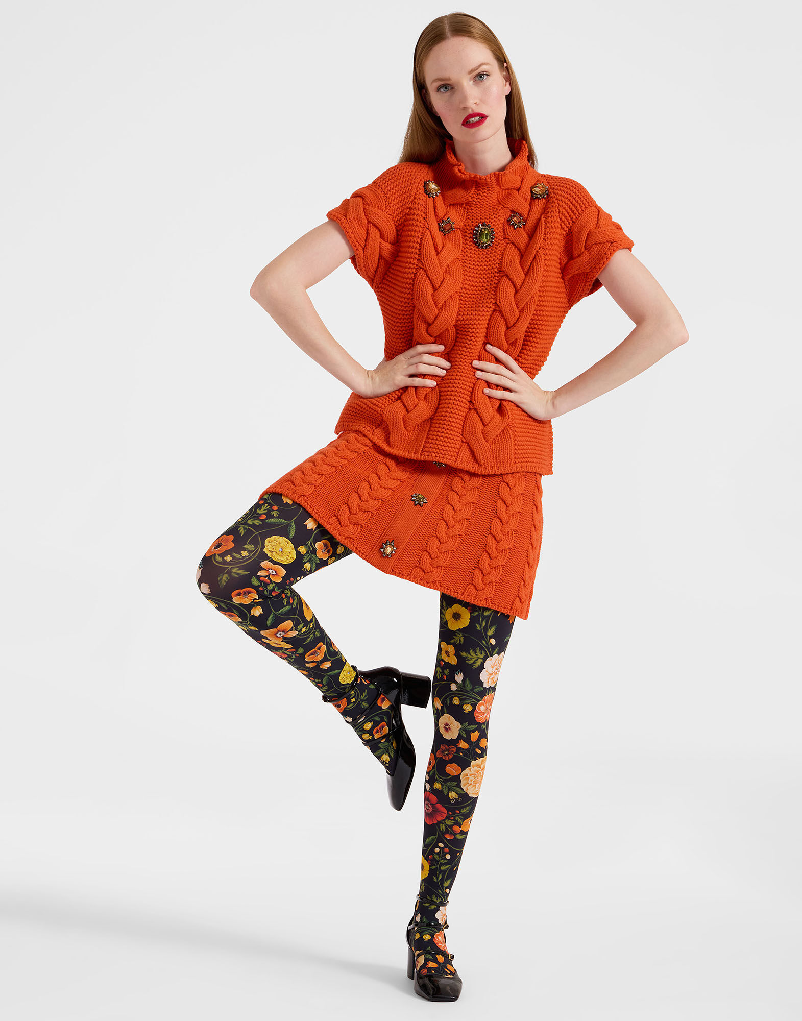 La DoubleJ Printed Tights Botticelli Black SOC0013NYL008CEL01BL01