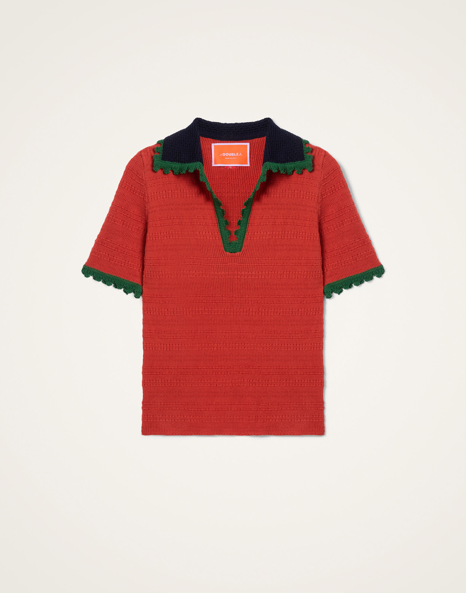 La DoubleJ Picket Polo Top Solid Terra PUL0273KNI154SOLIDBR08