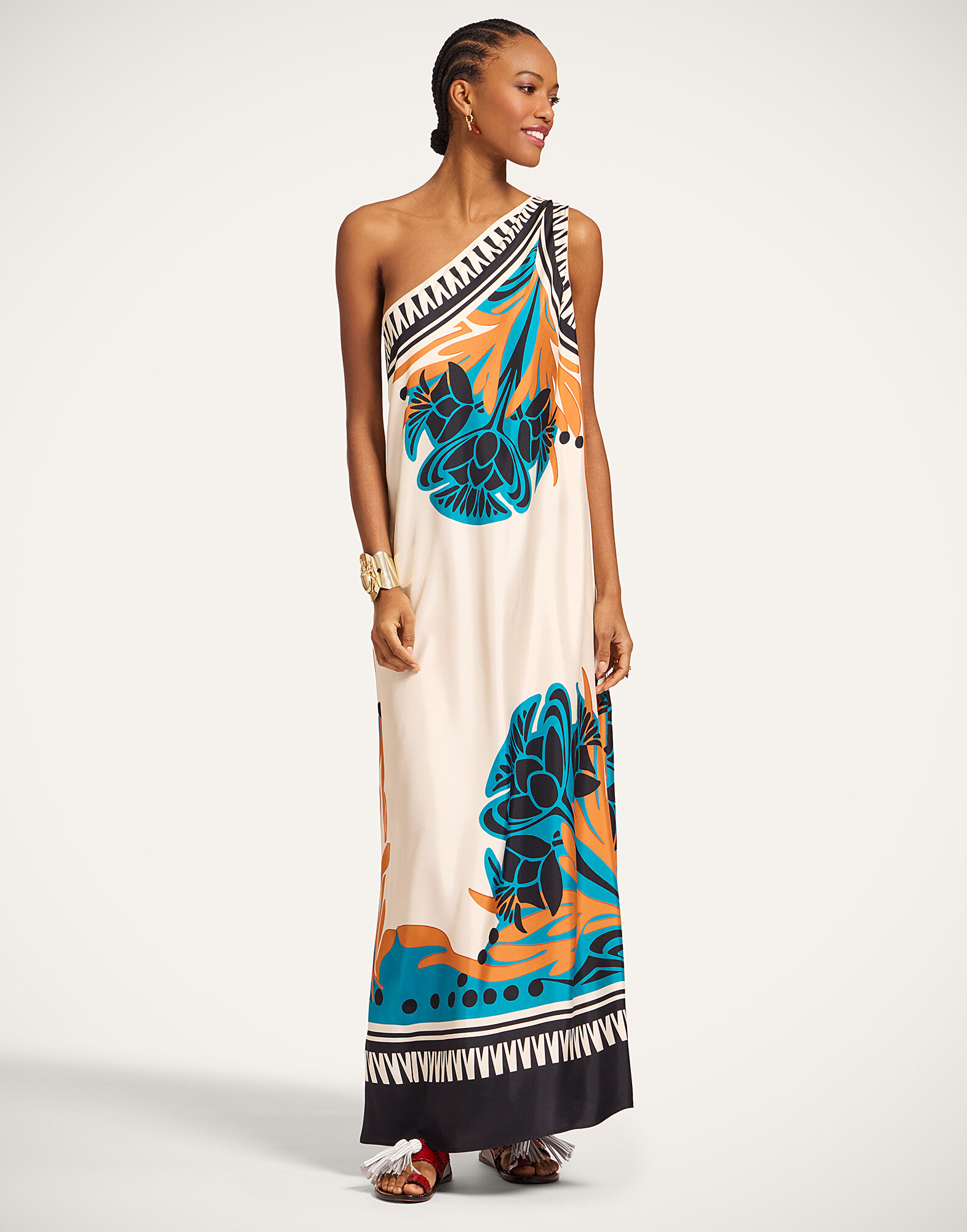 La DoubleJ Roy Dress Florence Plac&eacute;e Ivory DRE0304SIL006FLO02WH04