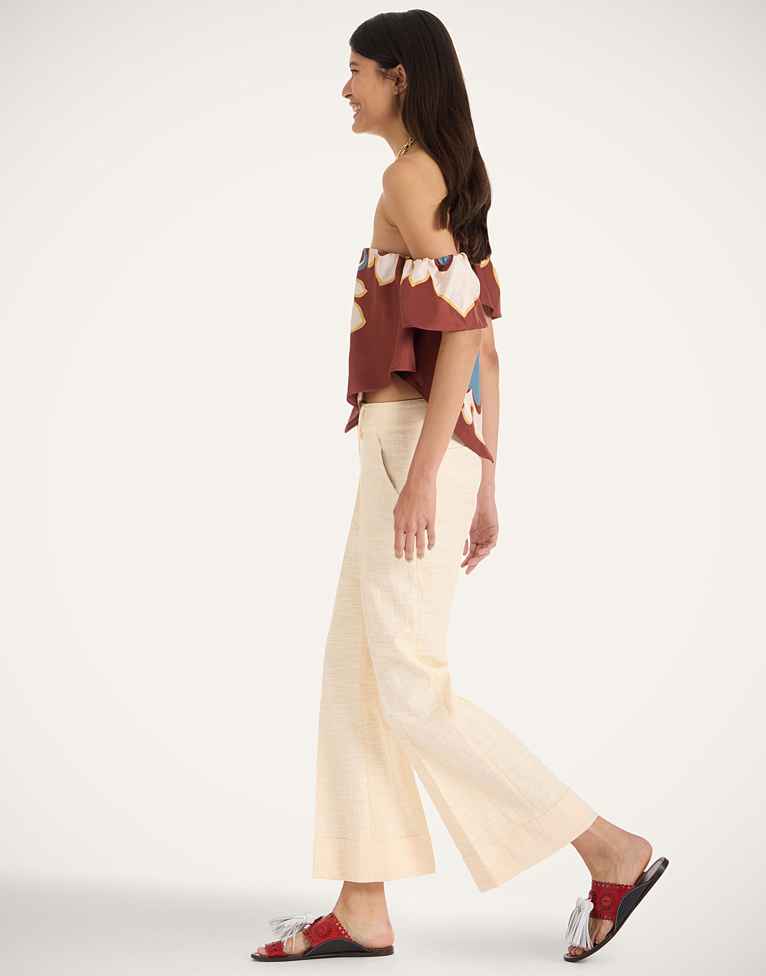 La DoubleJ Hendrix Pants Solid Cream TRO0014COT005SOLIDWH03