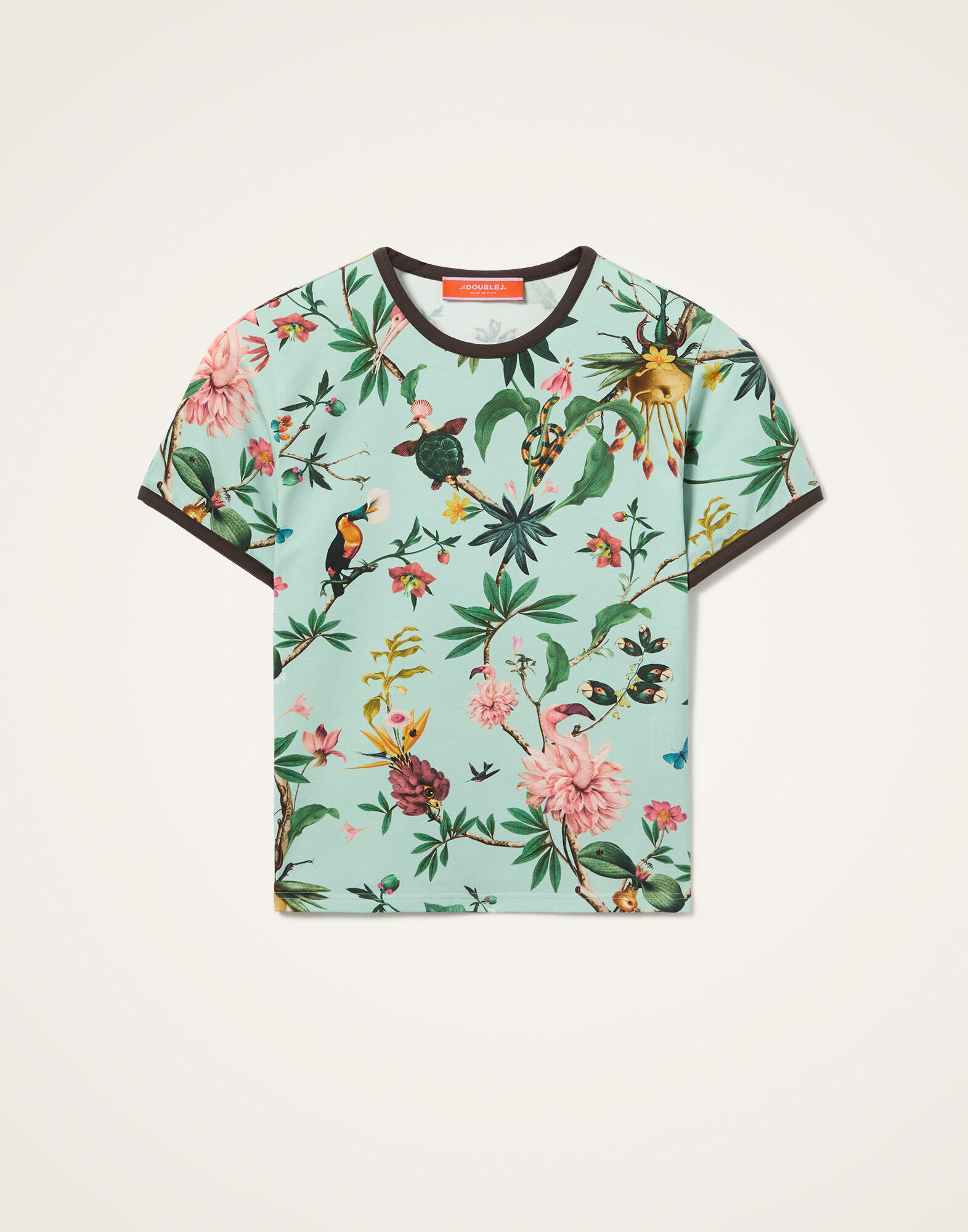 La DoubleJ The Cu-Tee Crop Zooflora Light Blue TSH0068JER076ZOF02BU01