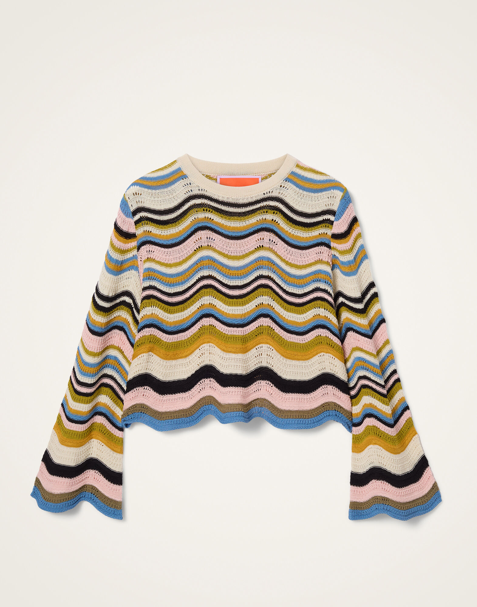 La DoubleJ Chevron Crop Sweater Multicolor Geen &  Pink PUL0265KNI158VA499PI01