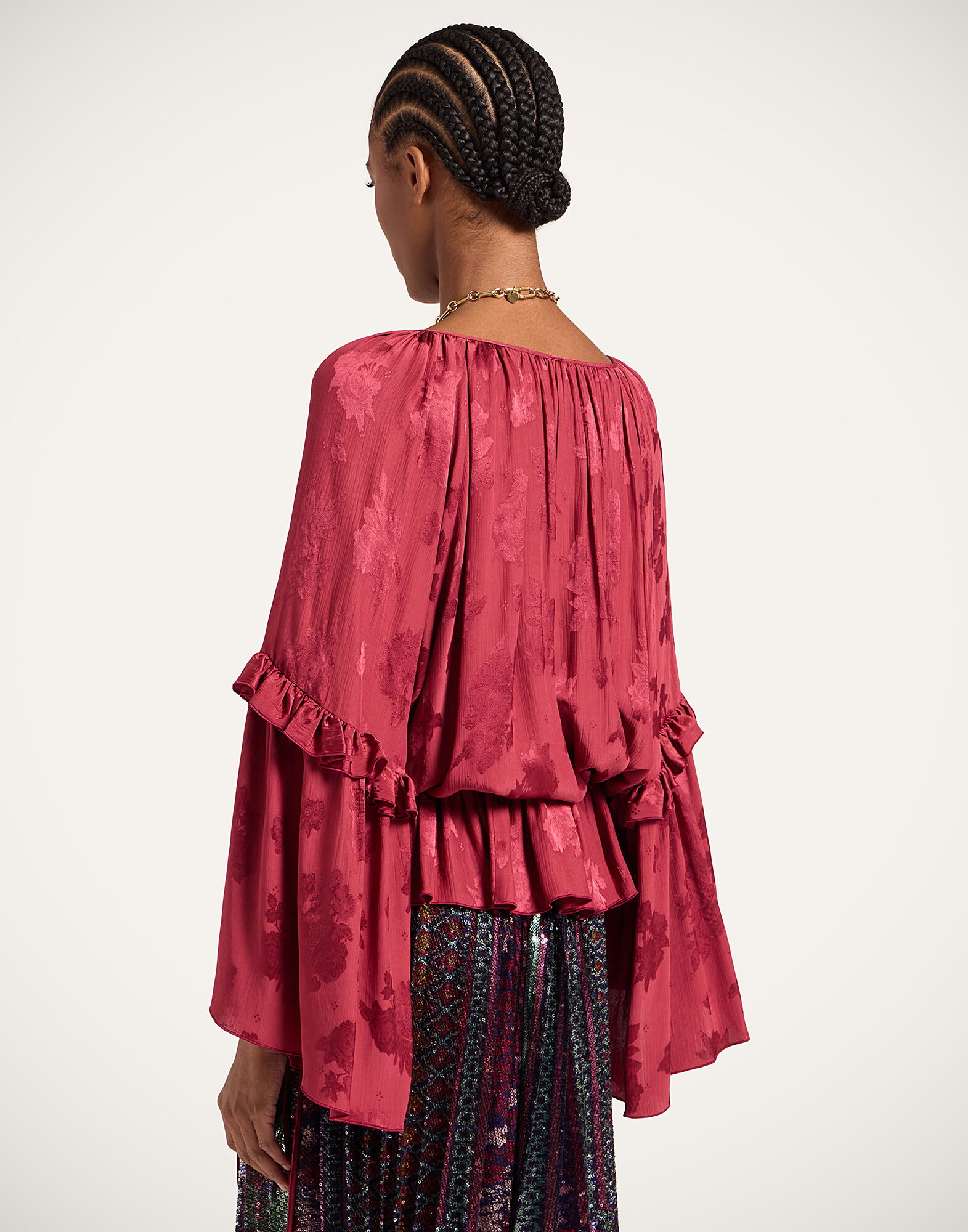 La DoubleJ Boho Blouse Solid Brick Red TOP0149JCQ133SOLIDRE06