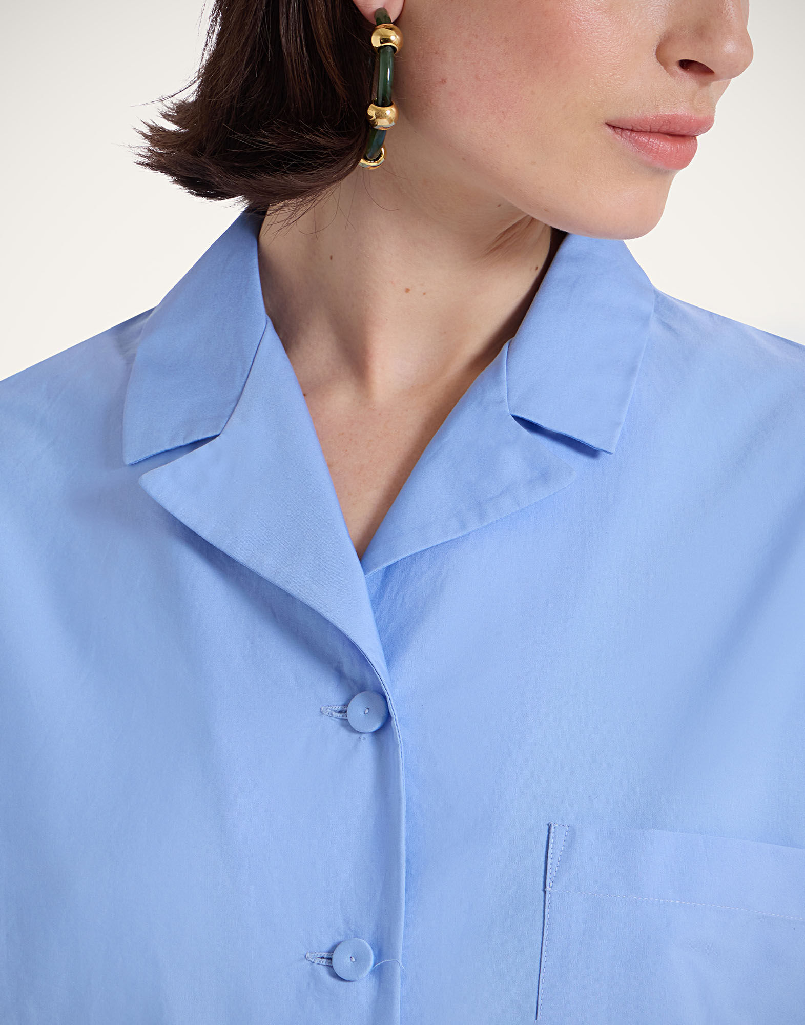 La DoubleJ Boxy Shirt Sangallo Eclipse Light Blue SHI0130SAN005ECL03BU01