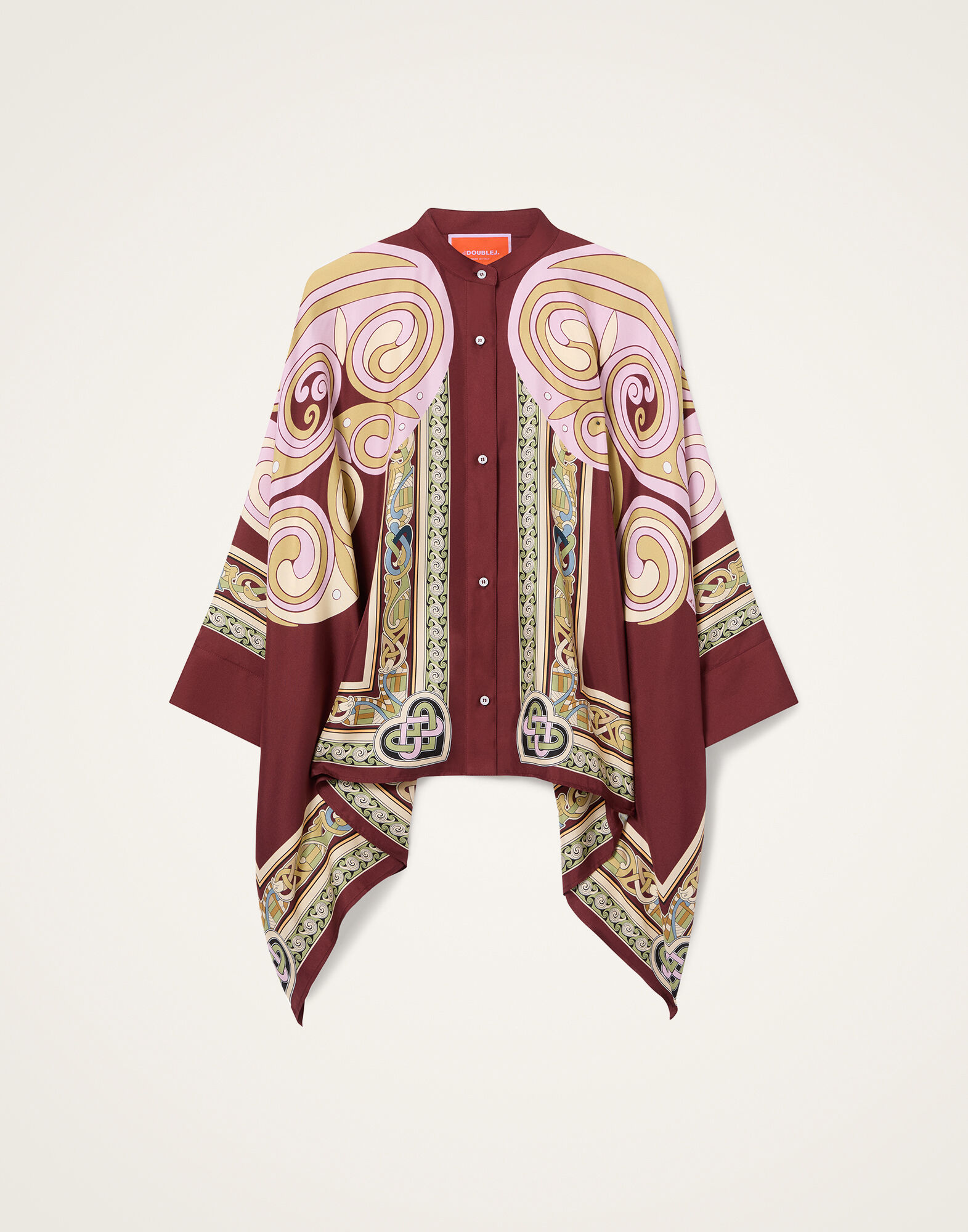 La DoubleJ Foulard Shirt Kells Swirl Plac&eacute;e Burgundy SHI0059SIL006KLS01RE07