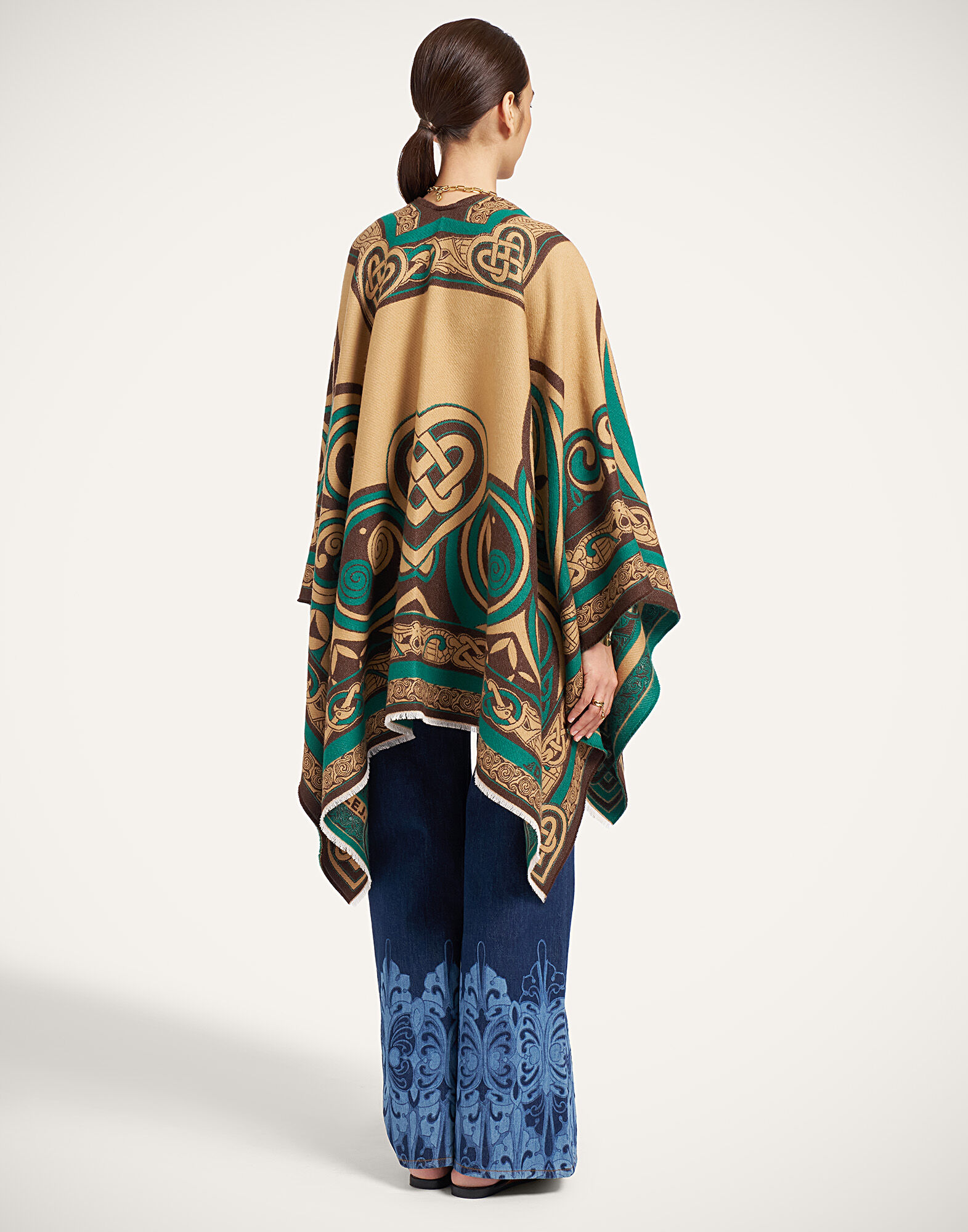 La DoubleJ Soul Poncho Kells Plac&eacute;e Camel SCA0059WOL025KEL03BR04