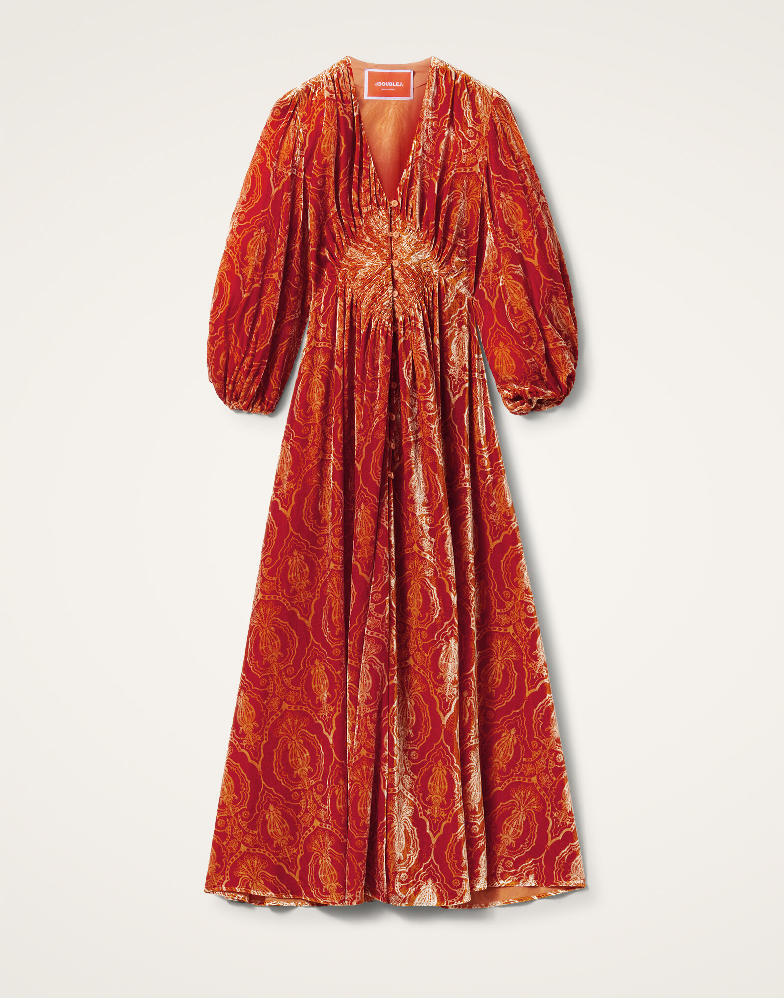 La DoubleJ Long Camerino Dress Banquet Orange DRE0585DEV003BQT03OR02