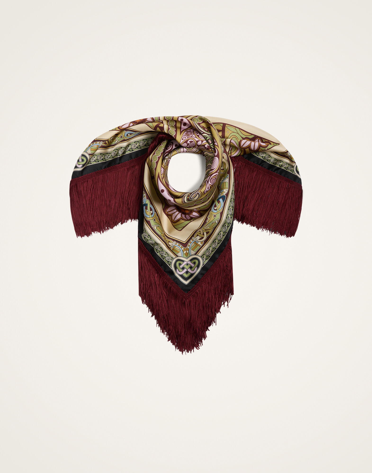 La DoubleJ Reversible Fringe Foulard 90 Kells Plac&eacute;e Light Green SCA0073SIL006KEL03GR01