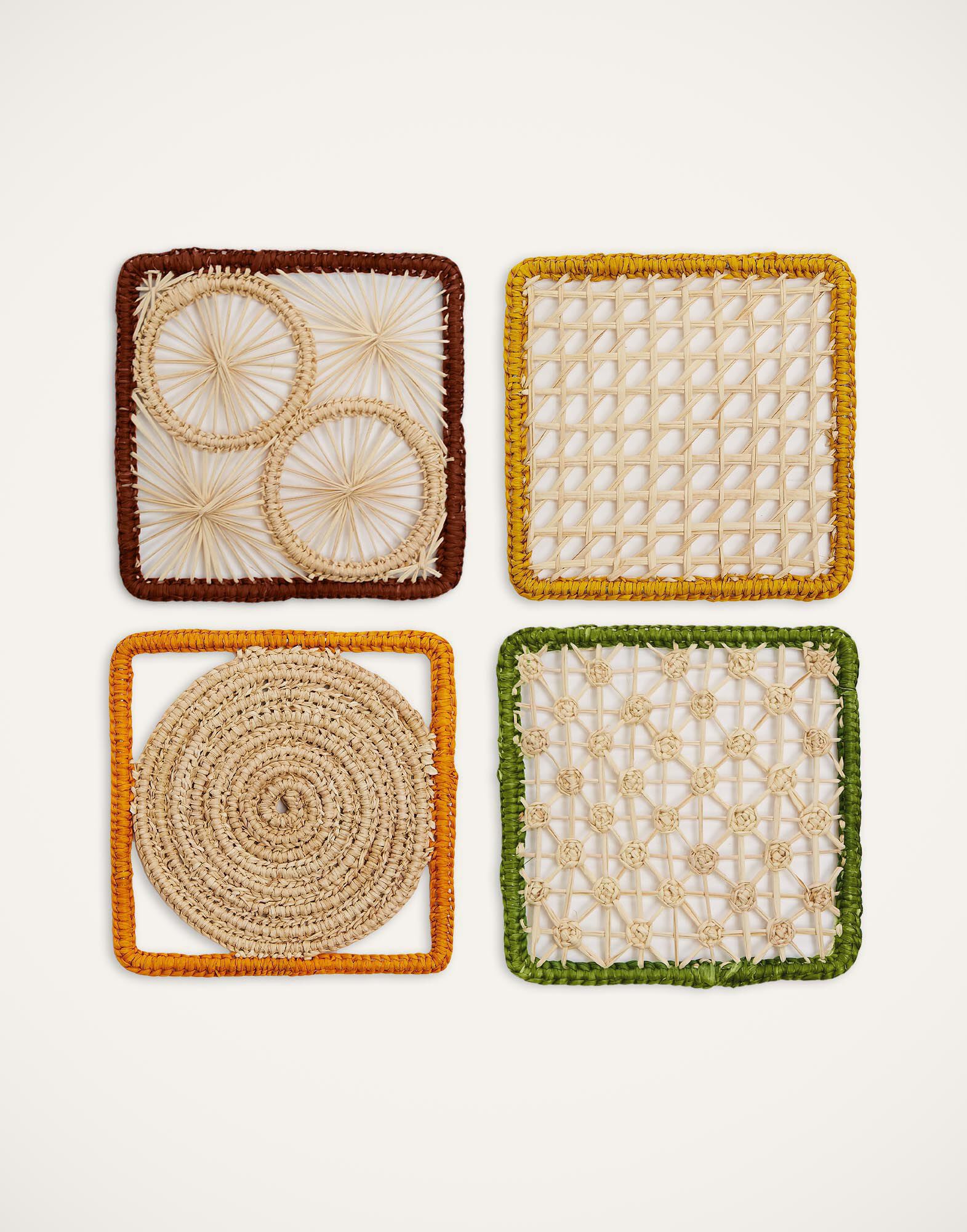 La DoubleJ Raffia Coaster Set Of 4 Mixed CST0002RAF007MIX0004