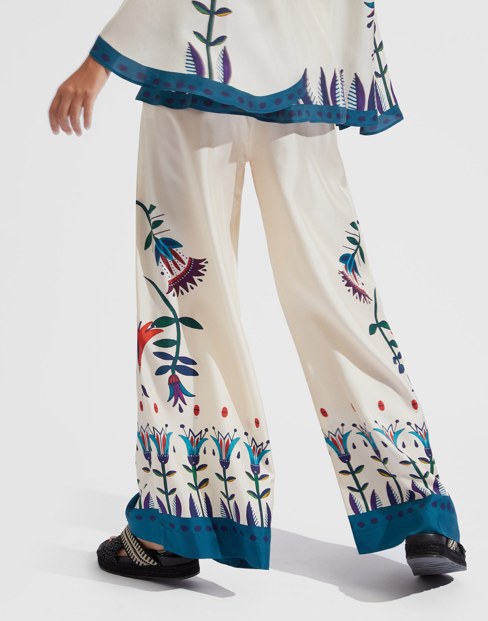 La DoubleJ Palazzo Pants Isis Avorio Plac&eacute;e TRO0026SIL006ISI0001