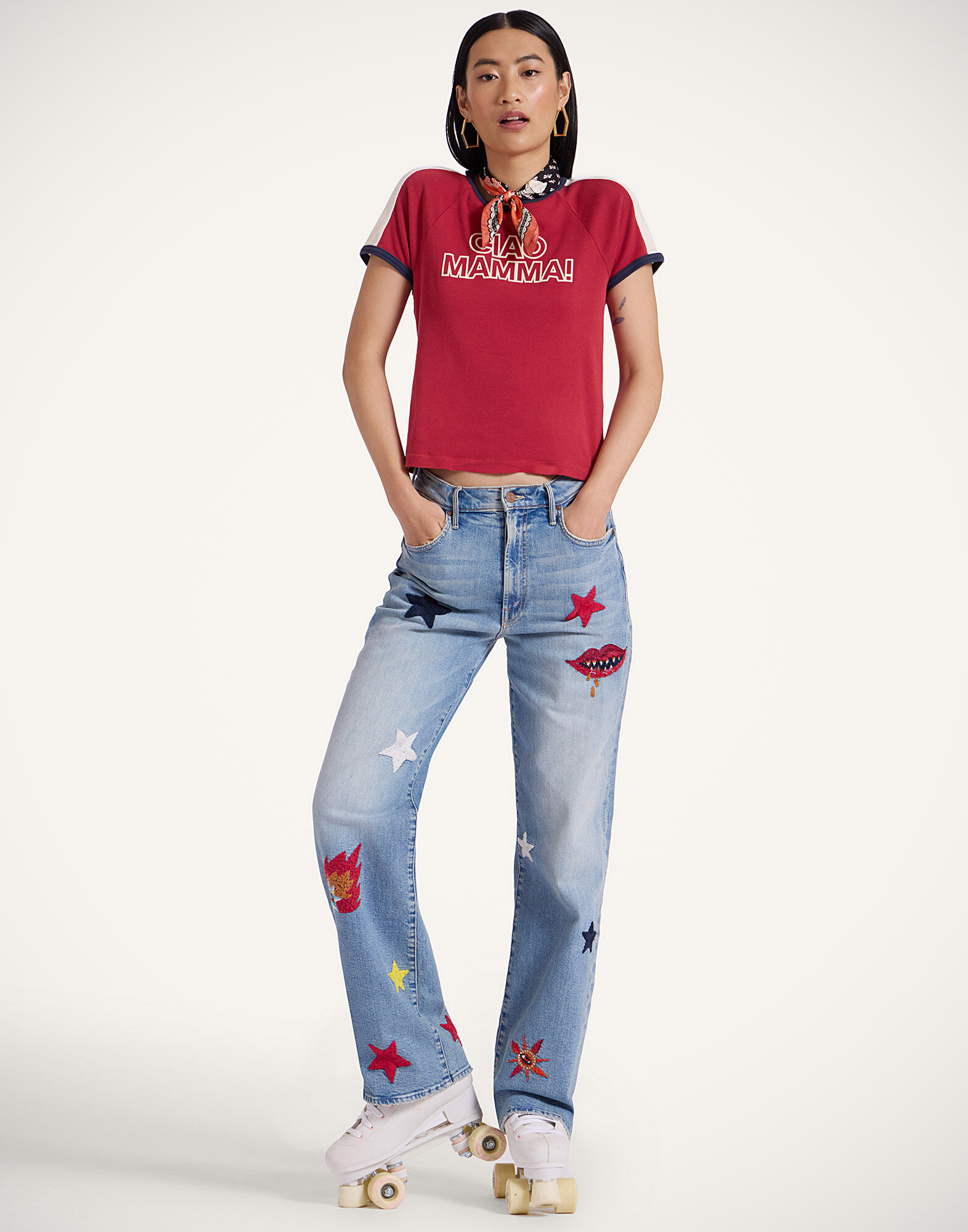 La DoubleJ Itty Bitty Concert Racer T-Shirt Ciao Mamma! Red TSH0062JER058MAM03RE01