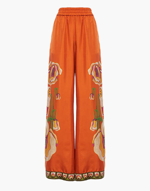 La DoubleJ Palazzo Pants Poppies Orange Placée TRO0026SIL006PPP0005
