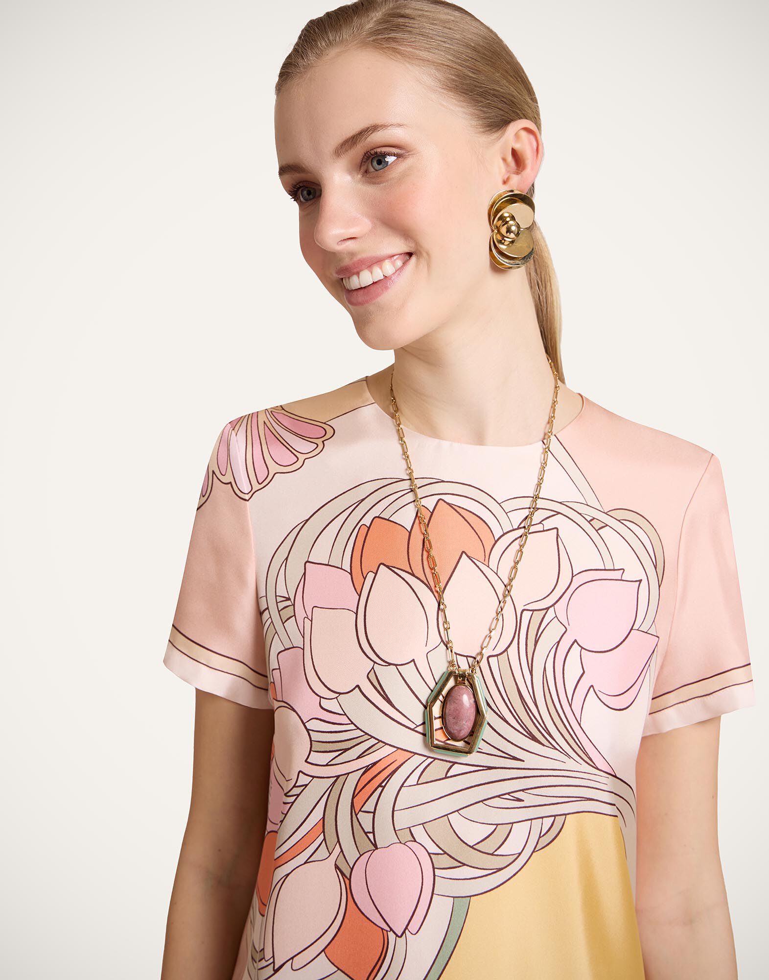 La DoubleJ Swing Dress Tulip Plac&eacute;e Pale Pink DRE0128SIL026TUL07PI02