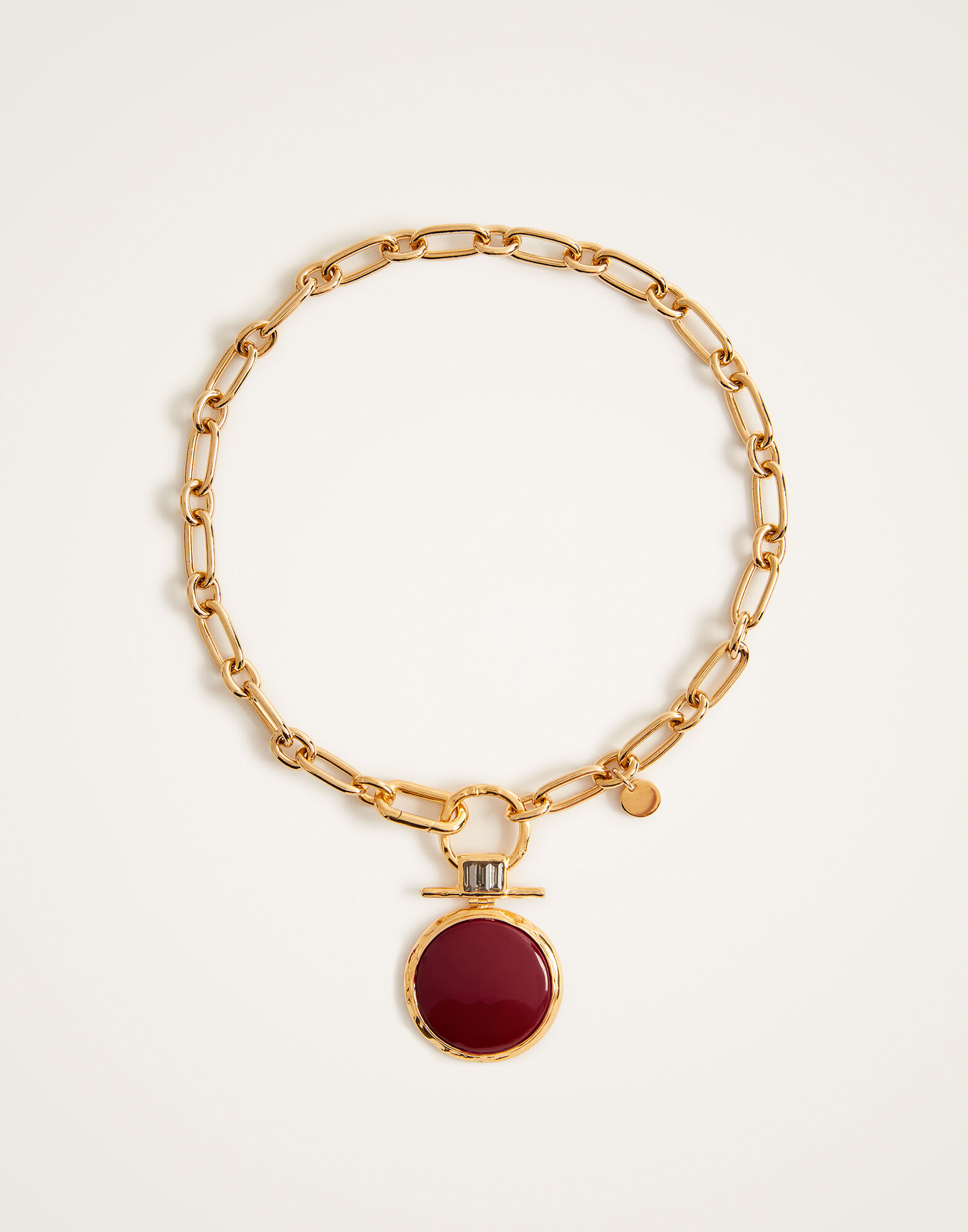 La DoubleJ Shen Loop Necklace 24k Gold Plate & Red Enamel NEC0024BRA003SOLIDRE02