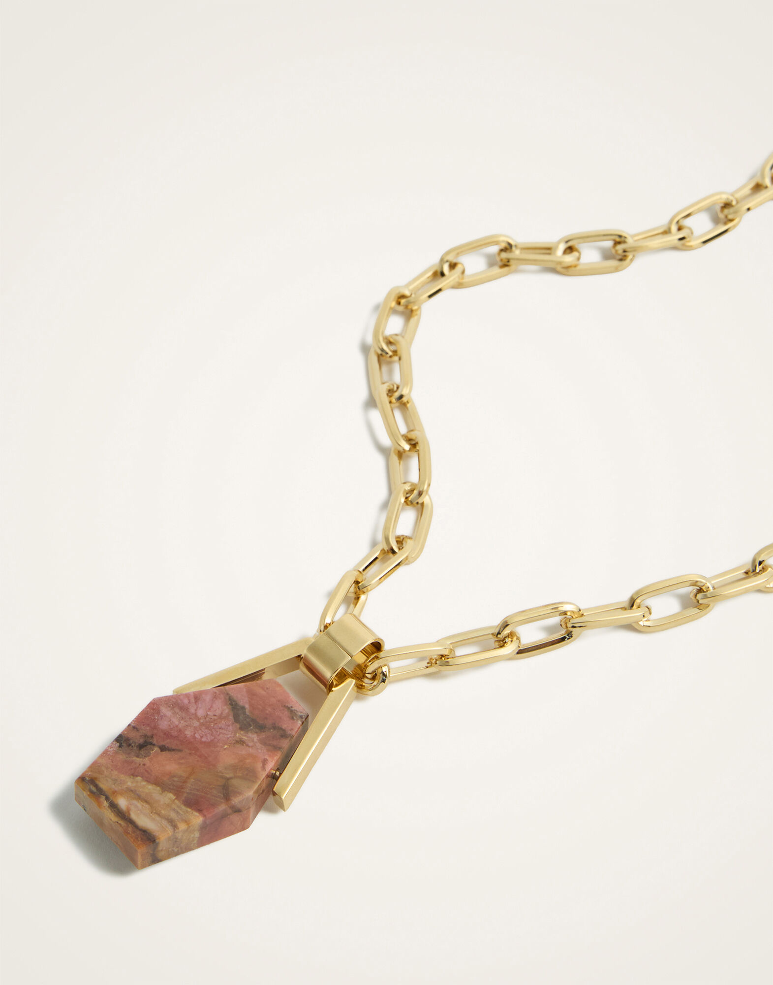 La DoubleJ Portal Necklace 24K Gold Plate & Rhodonite NEC0021BRA003RHO01YE05