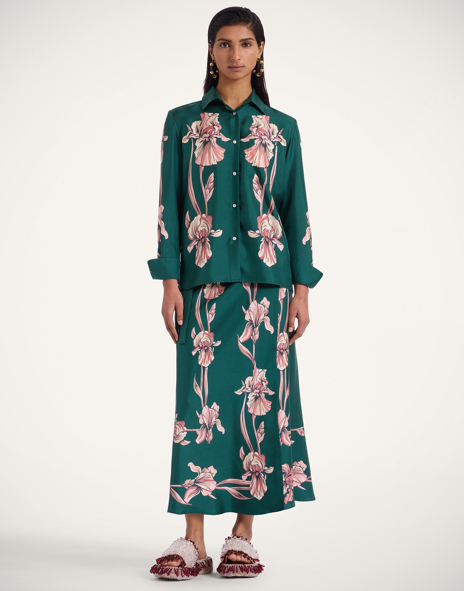 La DoubleJ Boy Shirt Iris Plac&eacute;e Dark Green SHI0040SIL006IRS07GR03