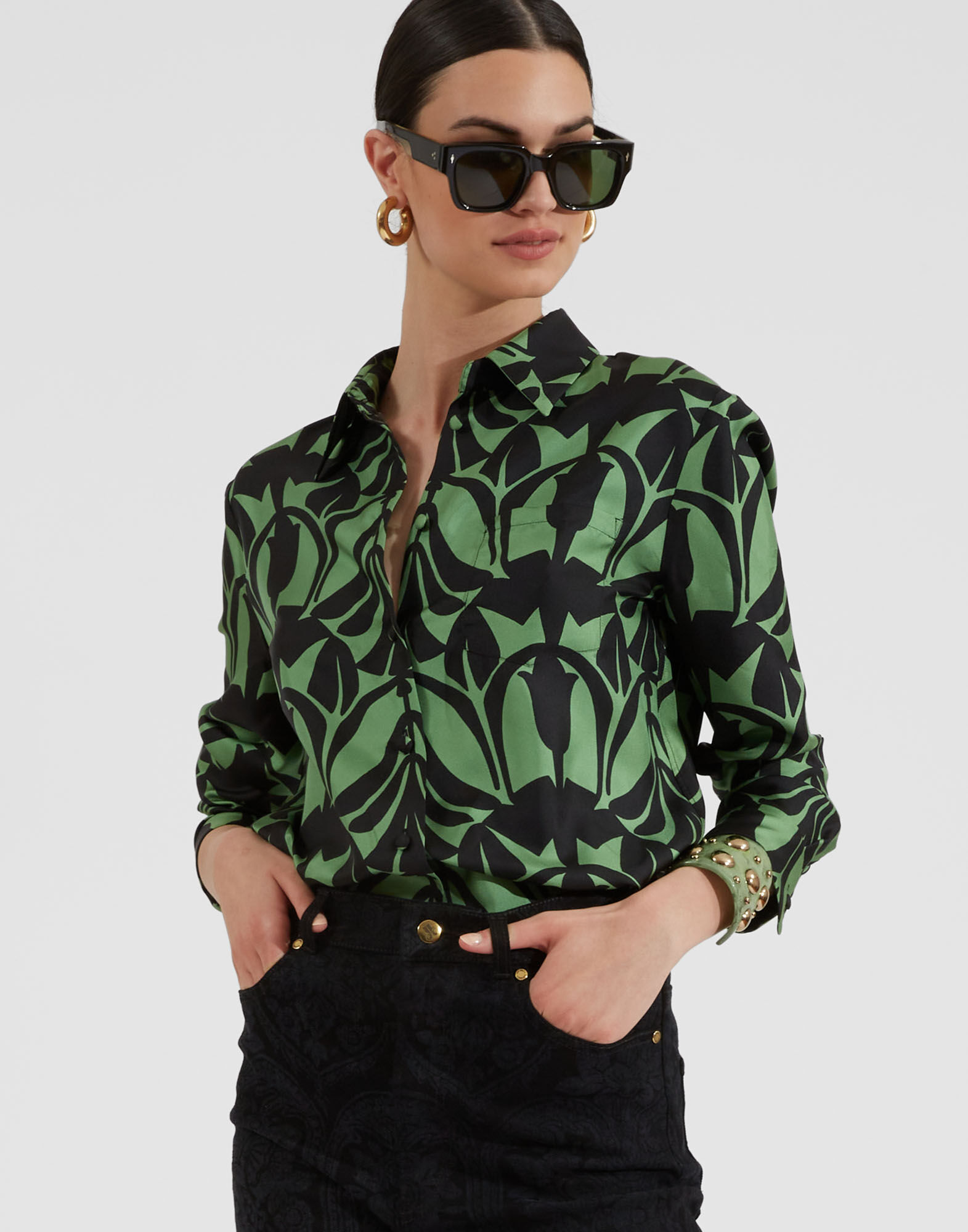 La DoubleJ - Boy tiger-print Silk Shirt - Women - Silk - M - Green