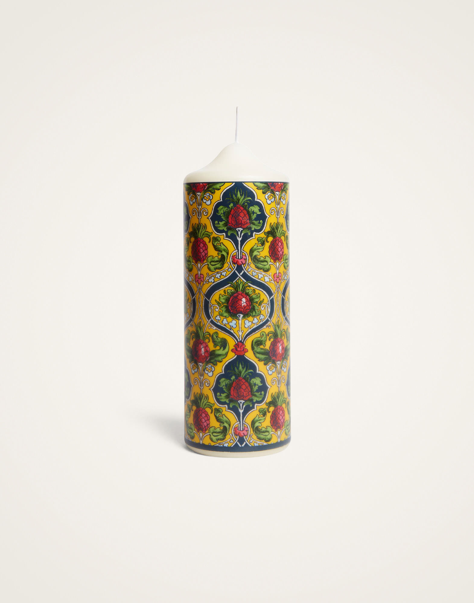 La DoubleJ Printed Pillar Candle Ananas Yellow CAN0011WAX001ANA01YE02