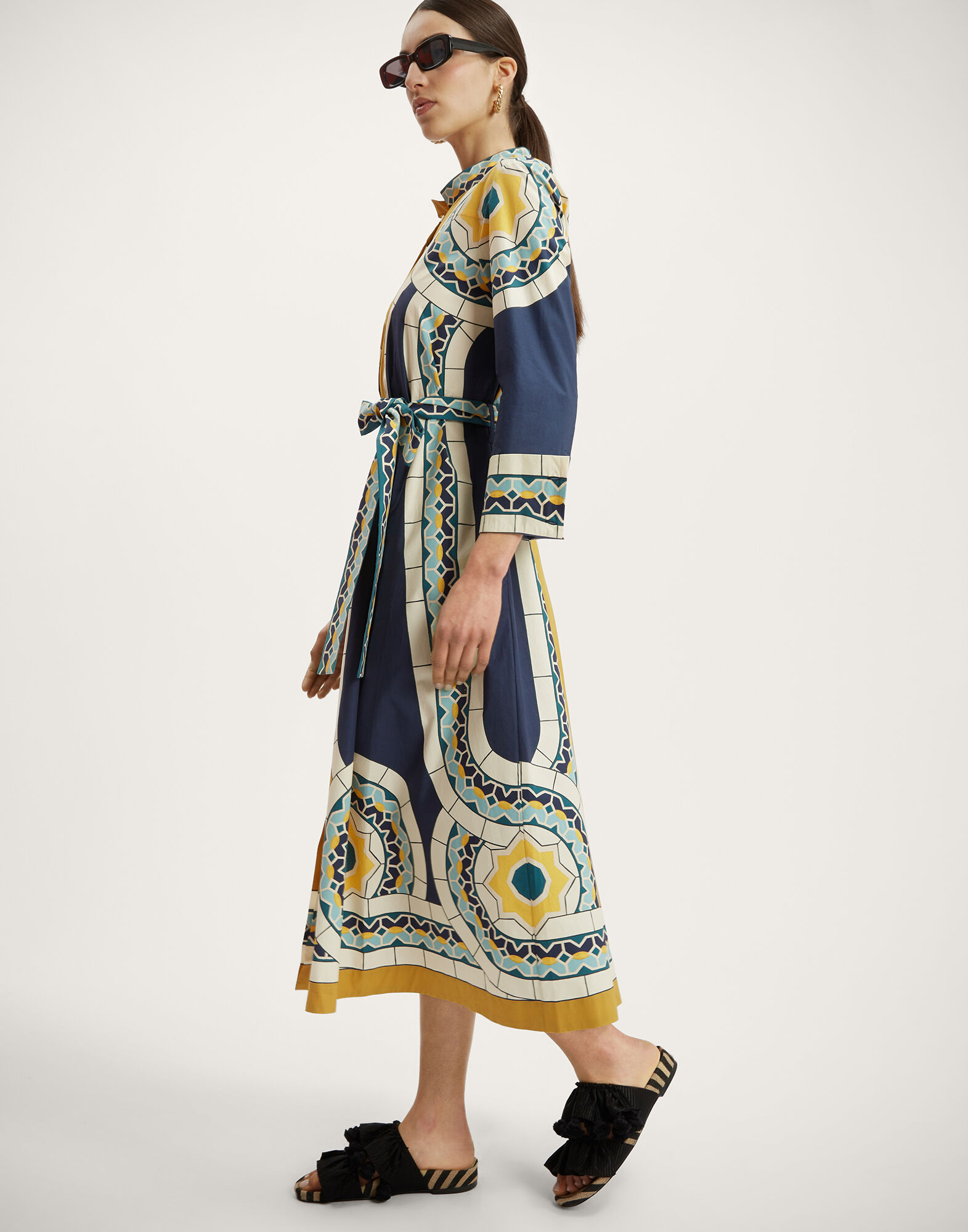 La DoubleJ Sundowner Dress Mudejar Plac&eacute;e Blue DRE0459COT015MUD01BU03