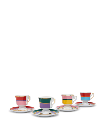 Espresso Cup & Saucer Set of 4 in Rainbow Mix - Homeware