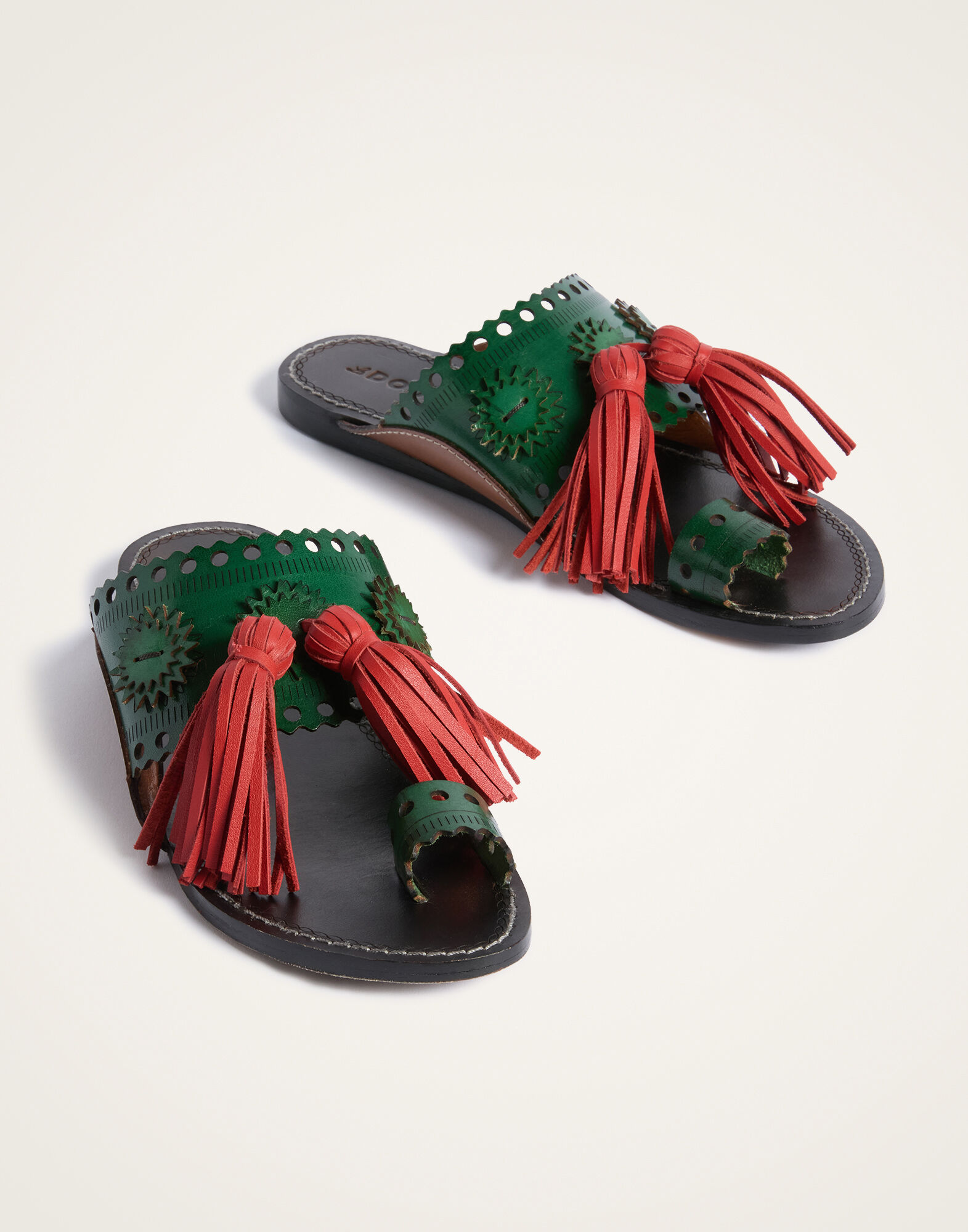 La DoubleJ Sandy Slides Solid Dark Green SHO0114LEA014CLB28GR03