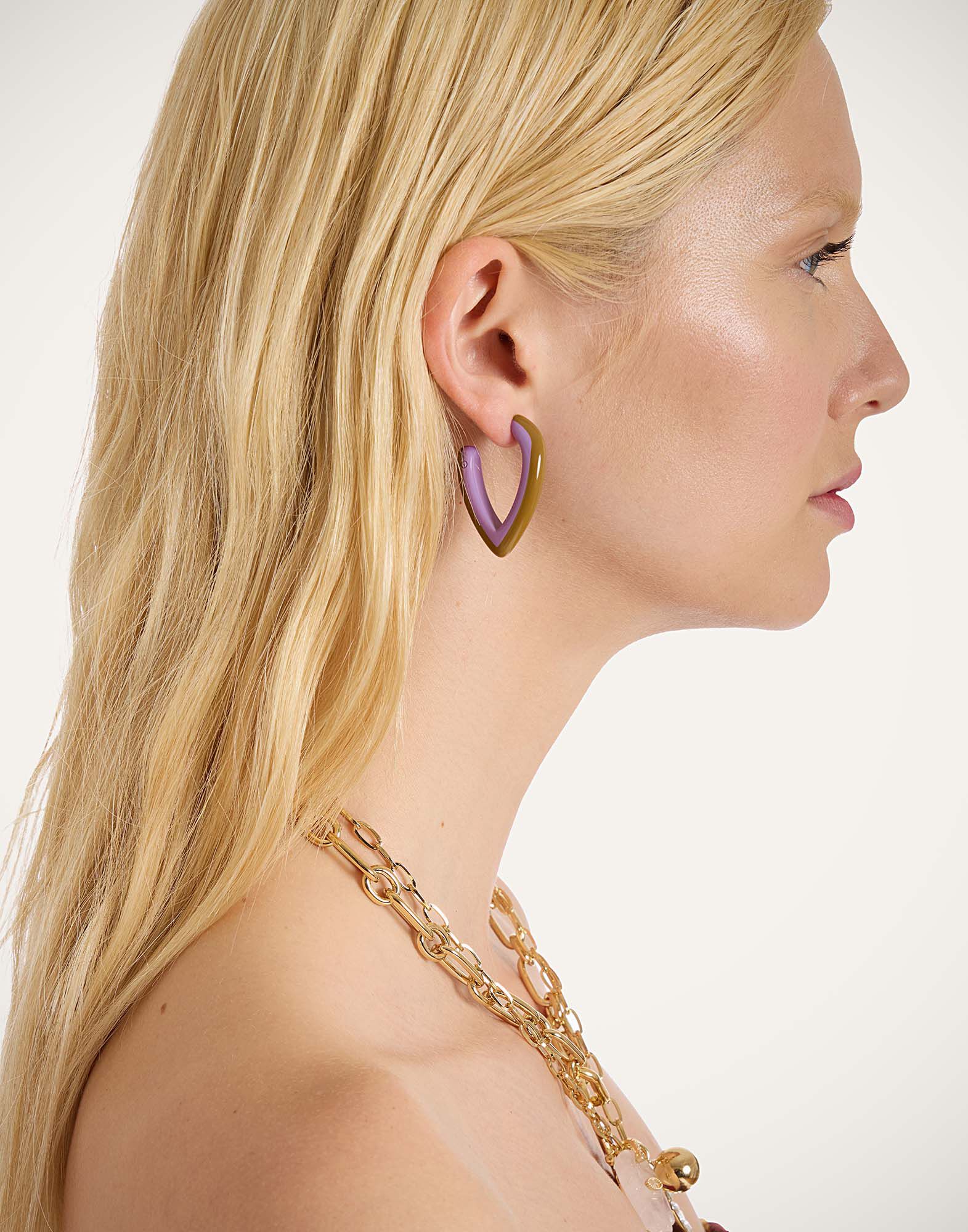 La DoubleJ Dew Earrings Bicolor Mini Bicolor Brown & Lilac EAR0057POL008BIC01PU02