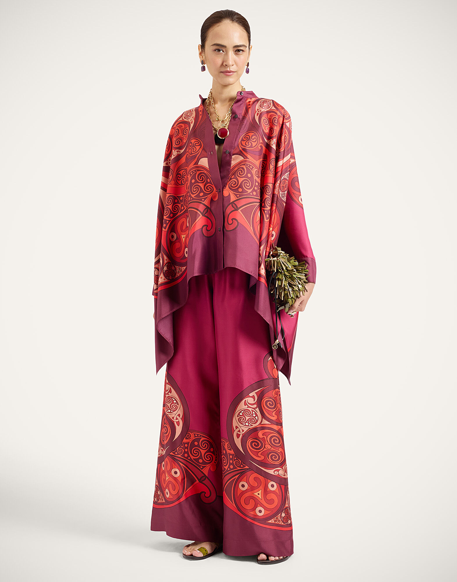 La DoubleJ Foulard Shirt Alchemy Plac&eacute;e Dark Red SHI0059SIL001ALC03RE40