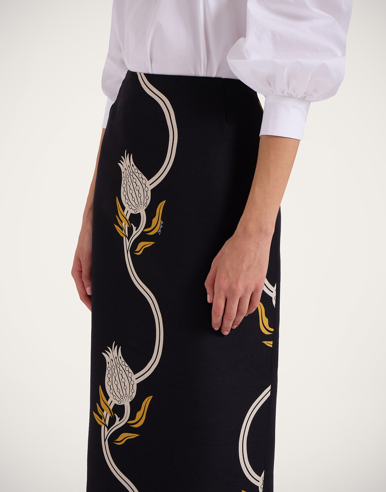 La DoubleJ Pencil Skirt Melograno Black & White SKI0011CAD001MEL01BL03