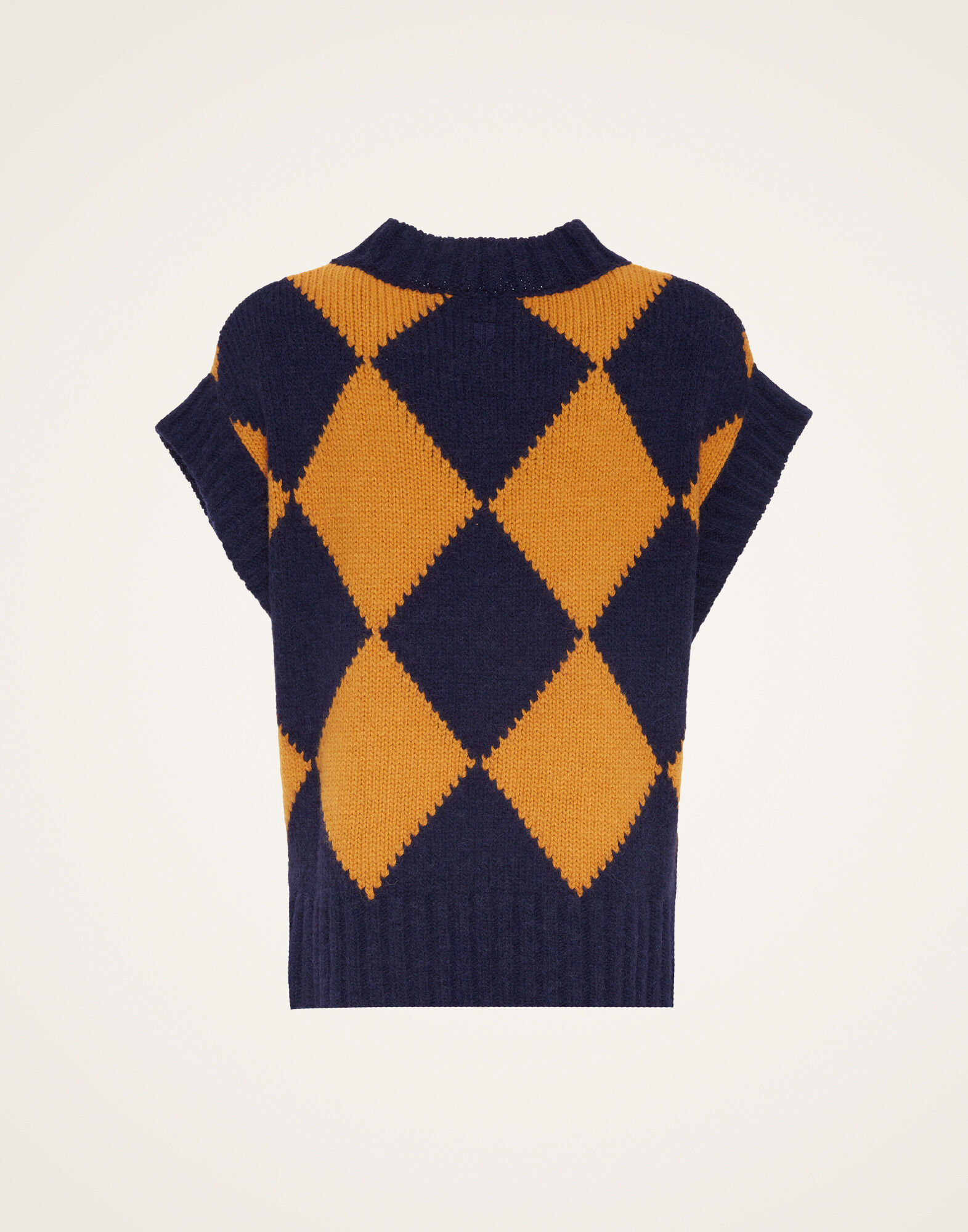 La DoubleJ Argyle Gilet Navy & Yellow PUL0135KNI064VA182BU06