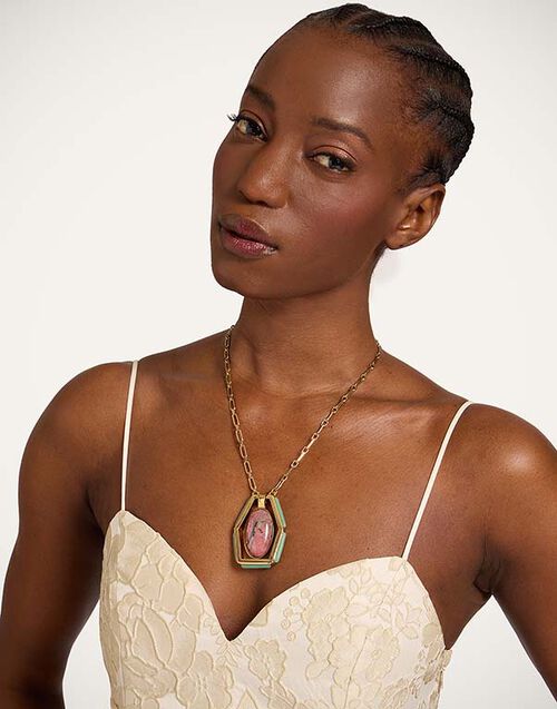 La DoubleJ Power Portal Necklace 24K Gold Plate & Smoky Quartz NEC0055MET001SQZ01YE05