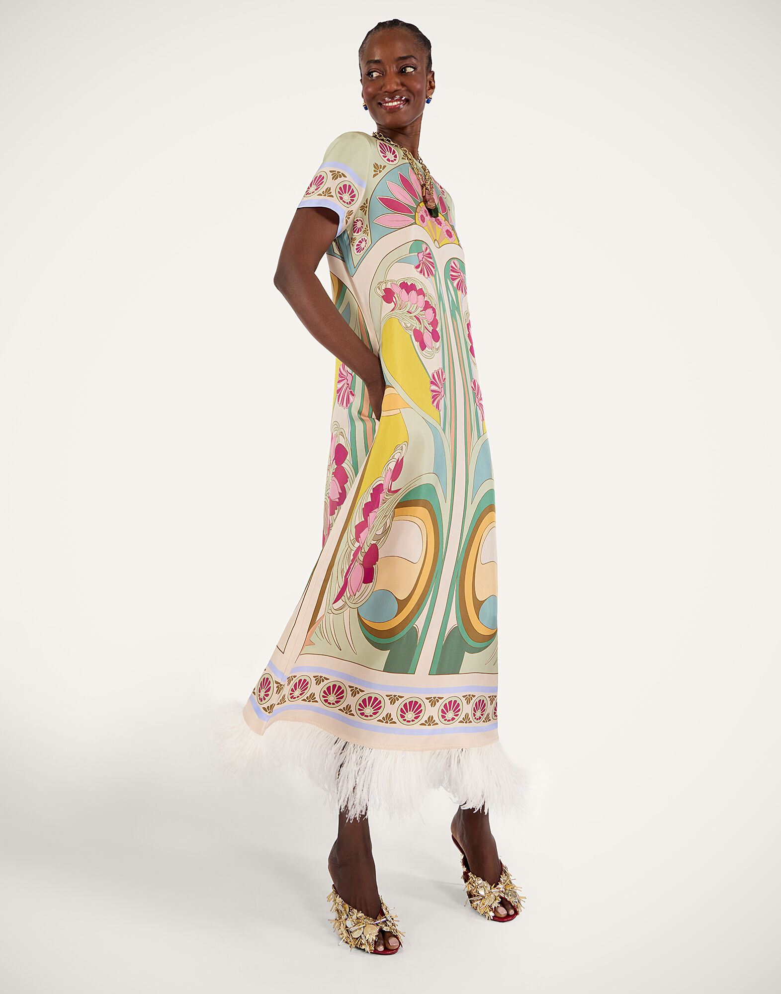 La DoubleJ Swing Dress Tulip Plac&eacute;e Green DRE0864SIL026TUL07GR02