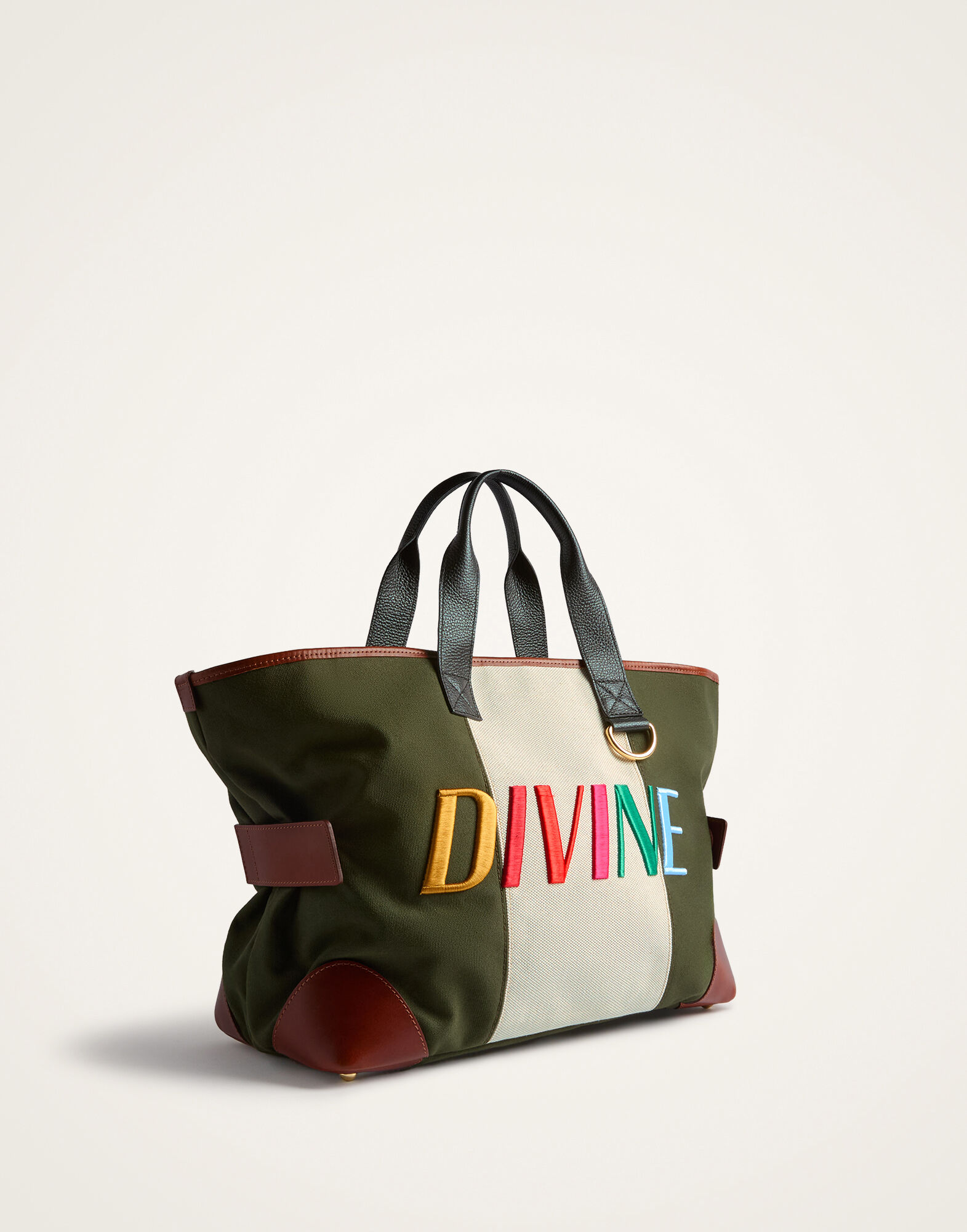 La DoubleJ Divine Tote Bag Solid Dark Green BAG0091COT079SOLIDGR03