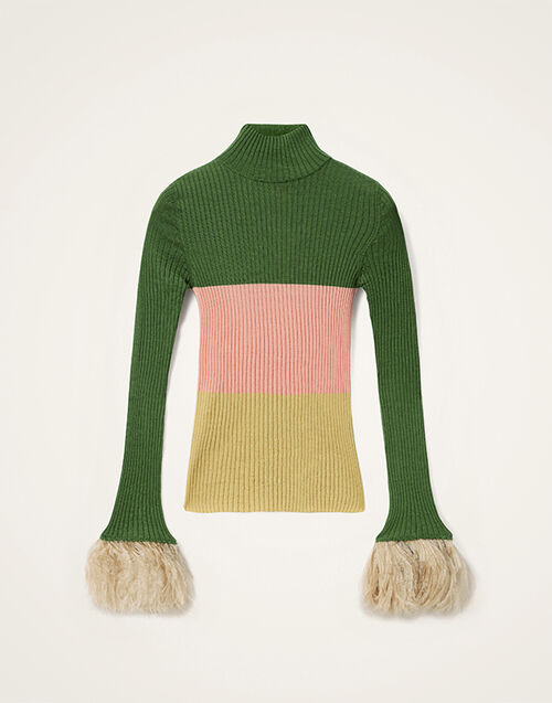 La DoubleJ High Kick Top Color Block Military Green & Pink PUL0167KNI091VA412GR02