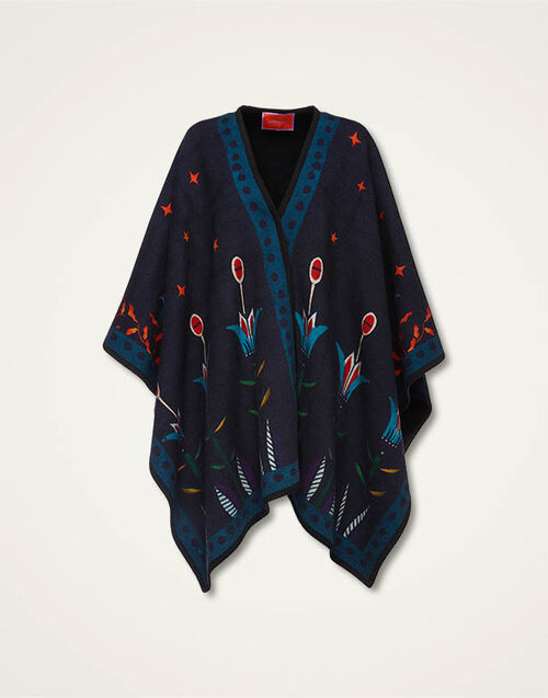 La DoubleJ Reversible Poncho Isis Nero Plac&eacute;e JAC0019PLA003ISI0002