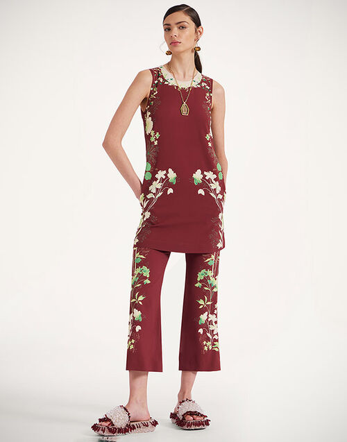 La DoubleJ Stretch Tunic Woodland Plac&eacute;e Burgundy TOP0053VIS011WOD01RE02