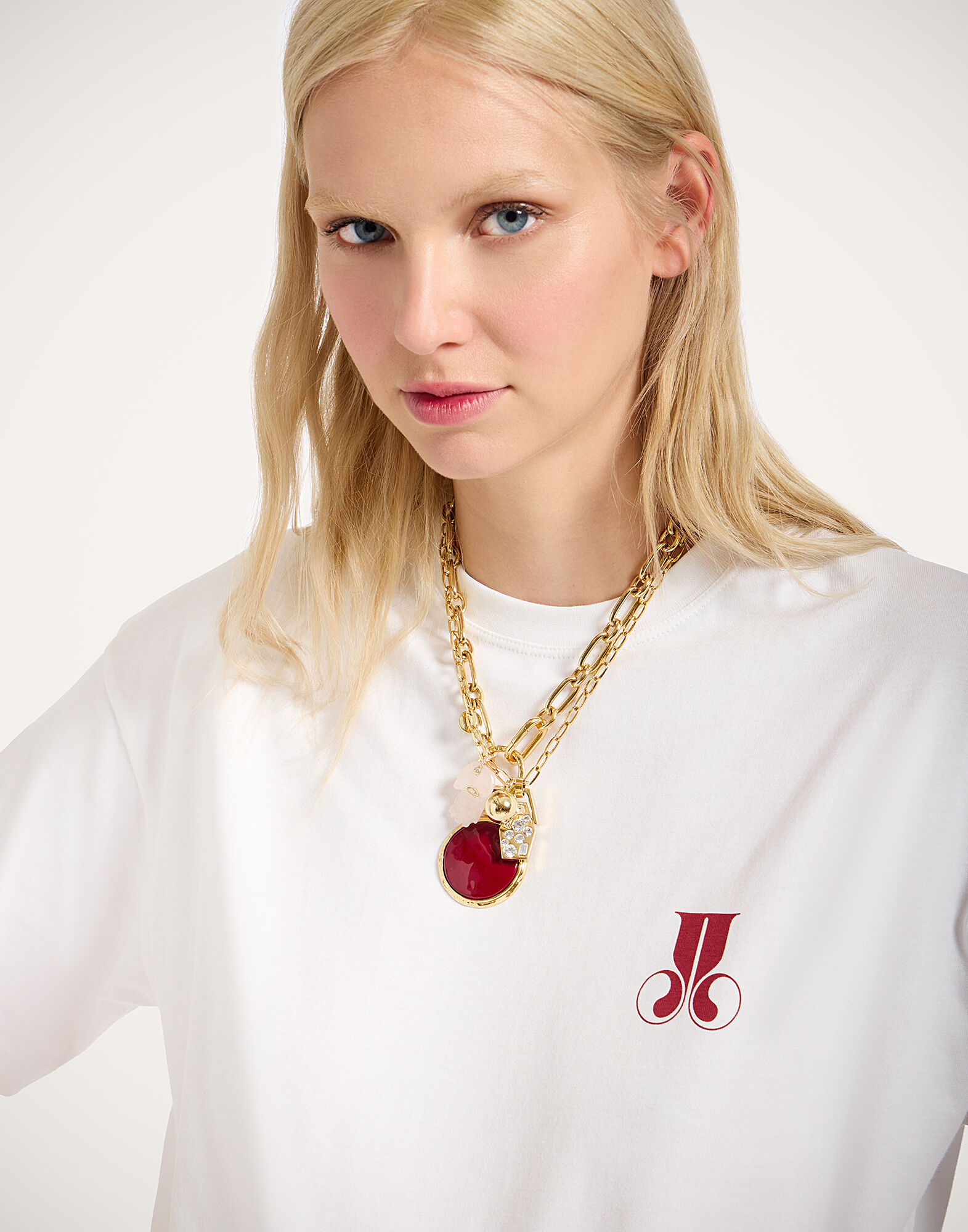 La DoubleJ Raise Your Vibration T-Shirt Solid Print TSH0020JER032SOP04WH05