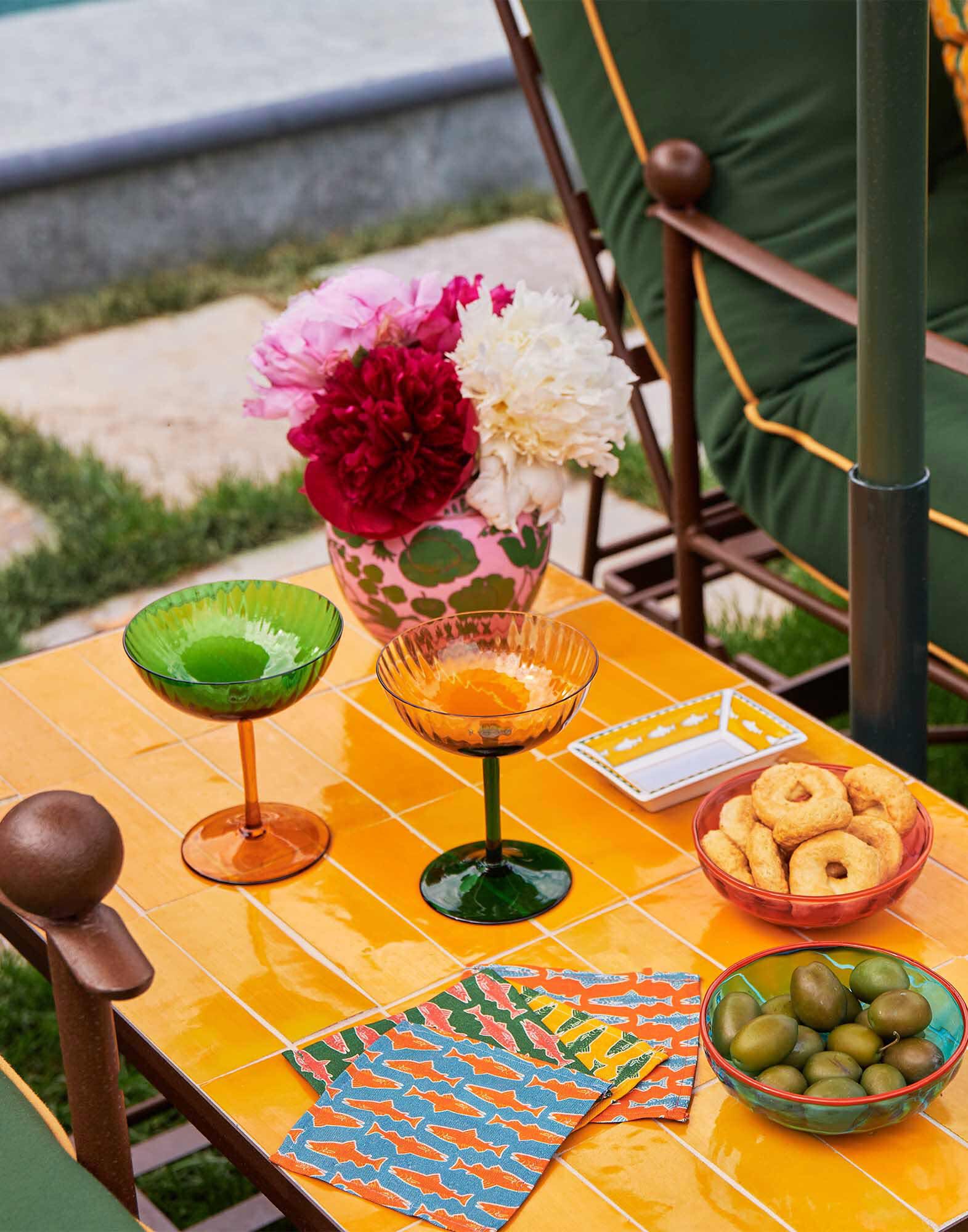 La DoubleJ Small Napkins Set Of 4 Como Fish Blue Small NAP0007LIN005CMF0008