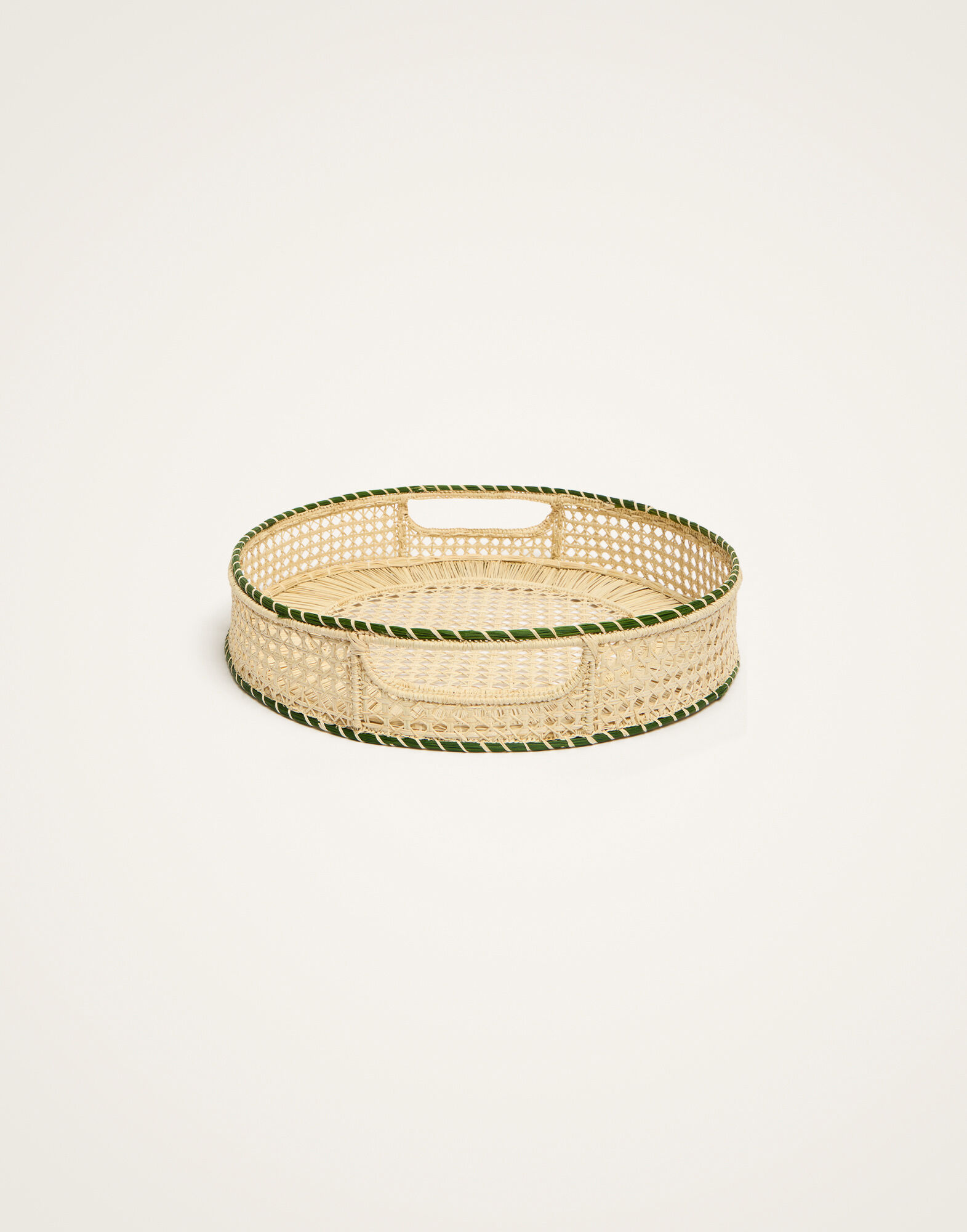 La DoubleJ Raffia Tray Solid Green TRA0005RAF010SOLIDGR02