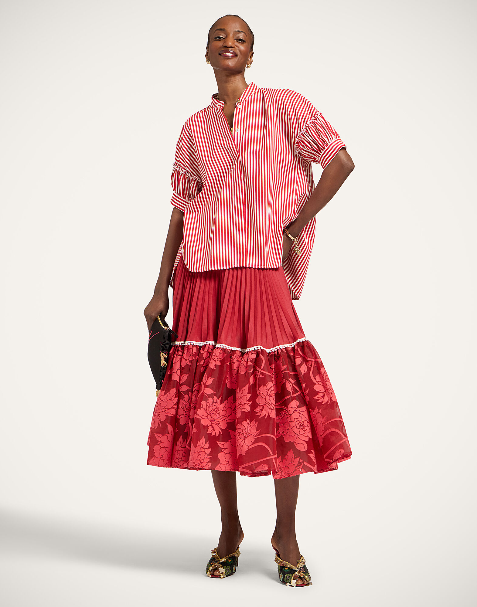 La DoubleJ Countess Skirt Solid Red SKI0188COT092SOLIDRE01